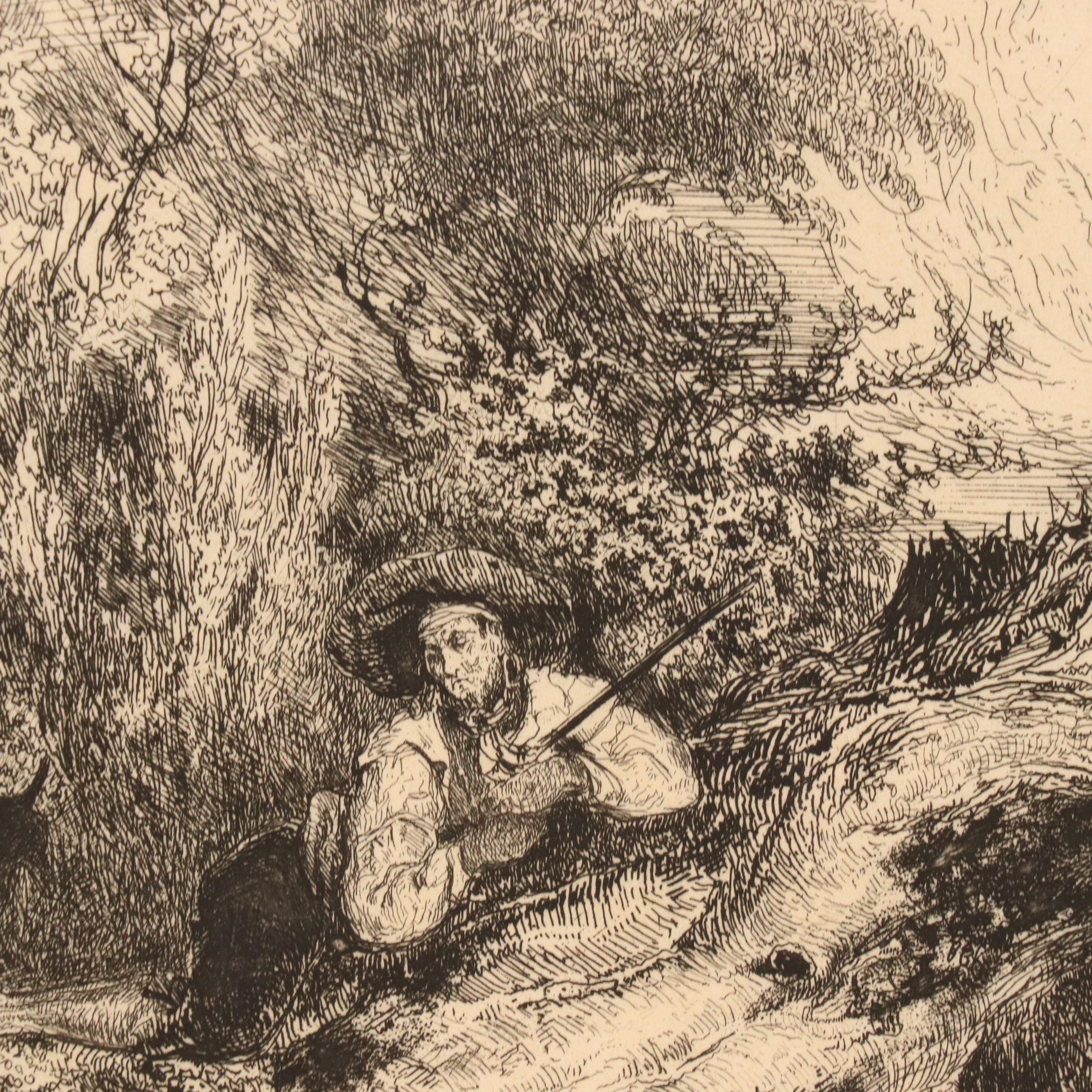 Paul Huet Landscape Etchings Including "Chaumière normande près d'Arques"