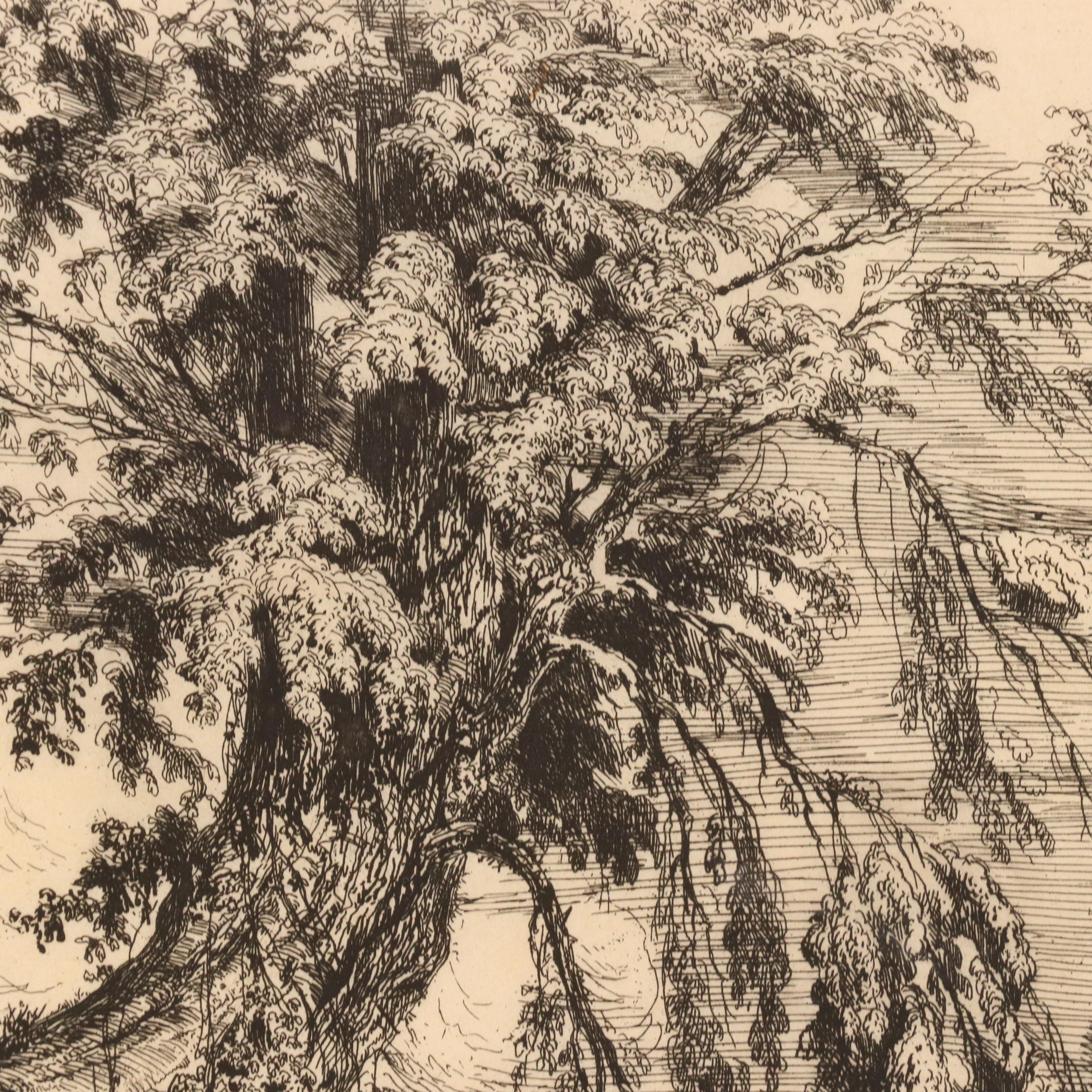 Paul Huet Landscape Etchings Including "Chaumière normande près d'Arques"