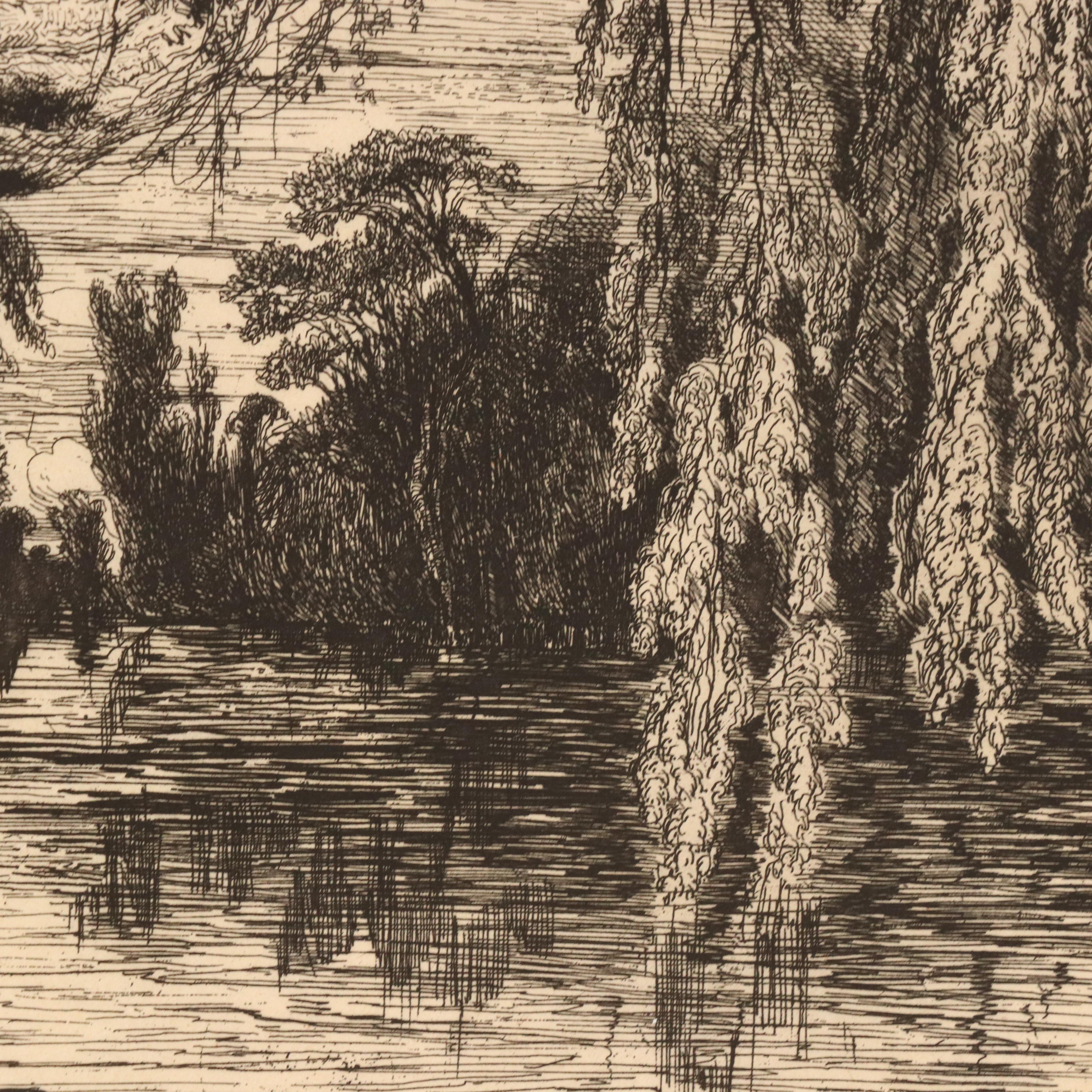 Paul Huet Landscape Etchings Including "Chaumière normande près d'Arques"