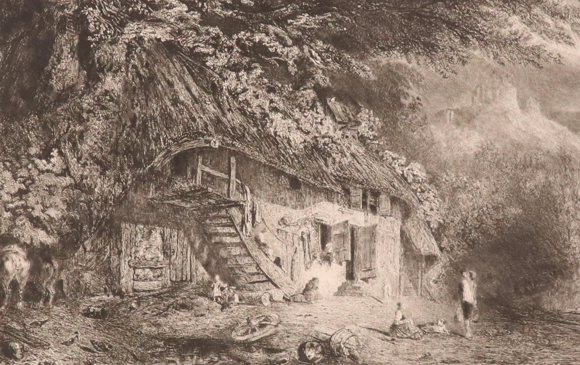 Paul Huet Landscape Etchings Including "Chaumière normande près d'Arques"