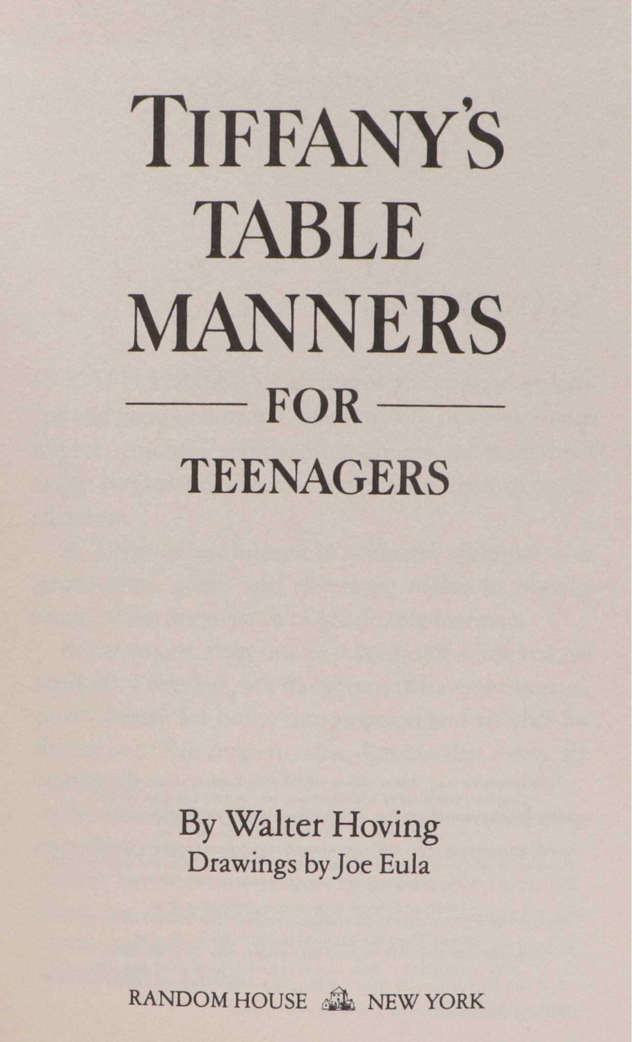 50th Anniversary Edition "Tiffany's Table Manners for Teenagers" by W. Hoving