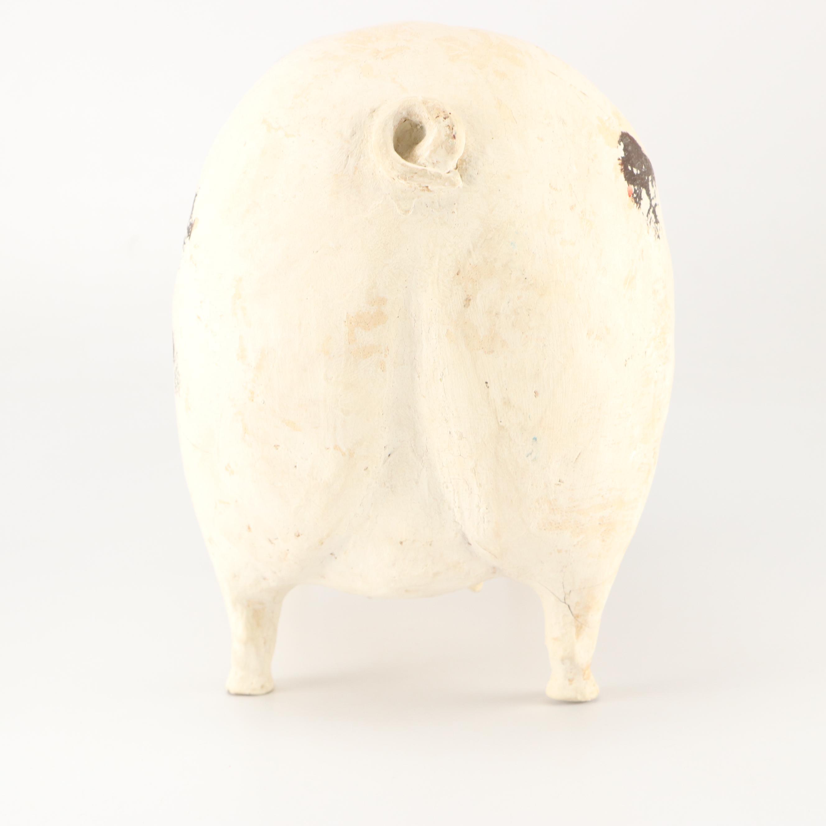 Folk Art Style Plaster Pig