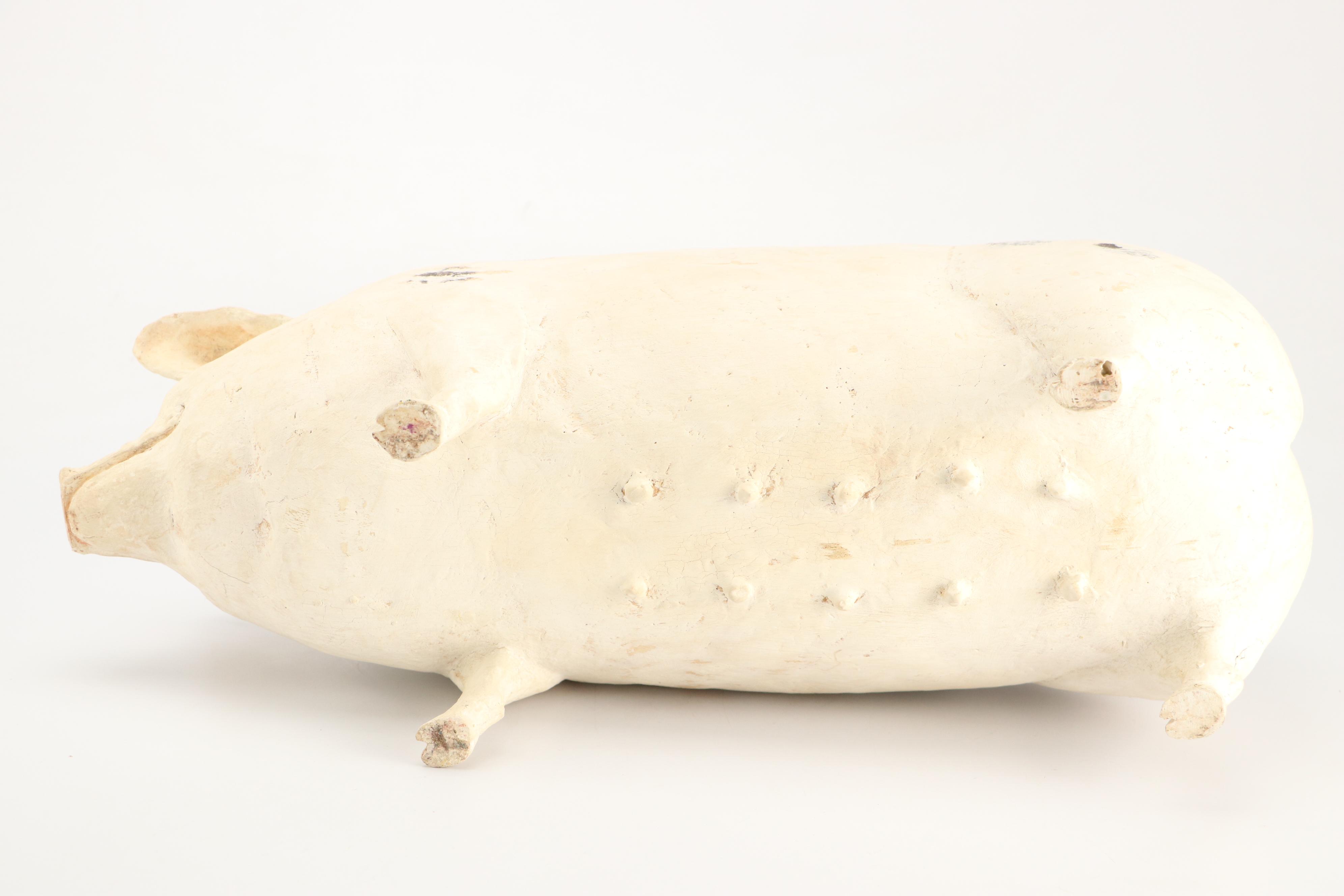 Folk Art Style Plaster Pig