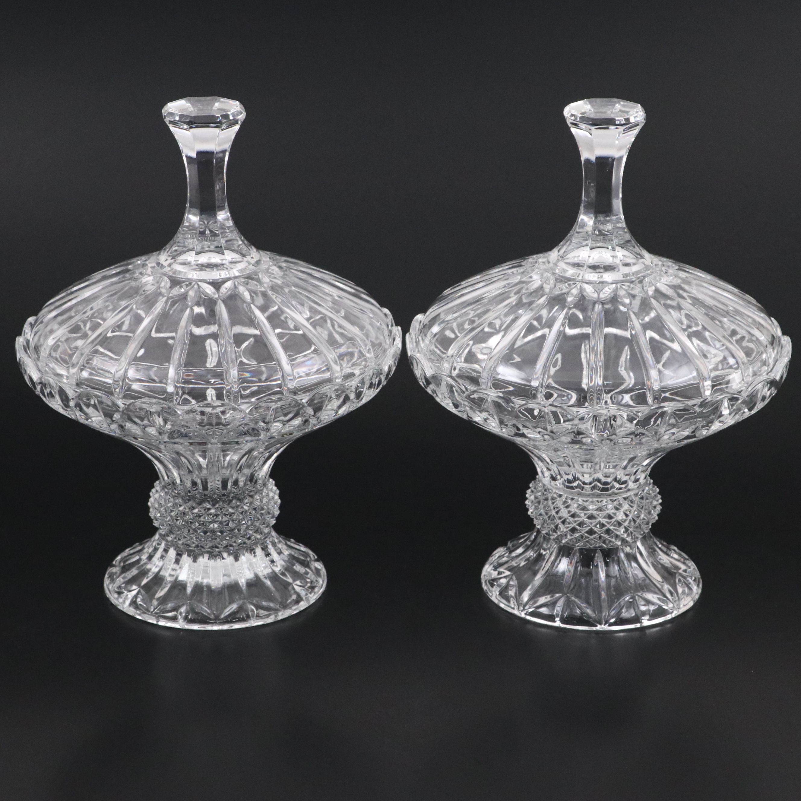 Pair of Crystal Covered Dishes