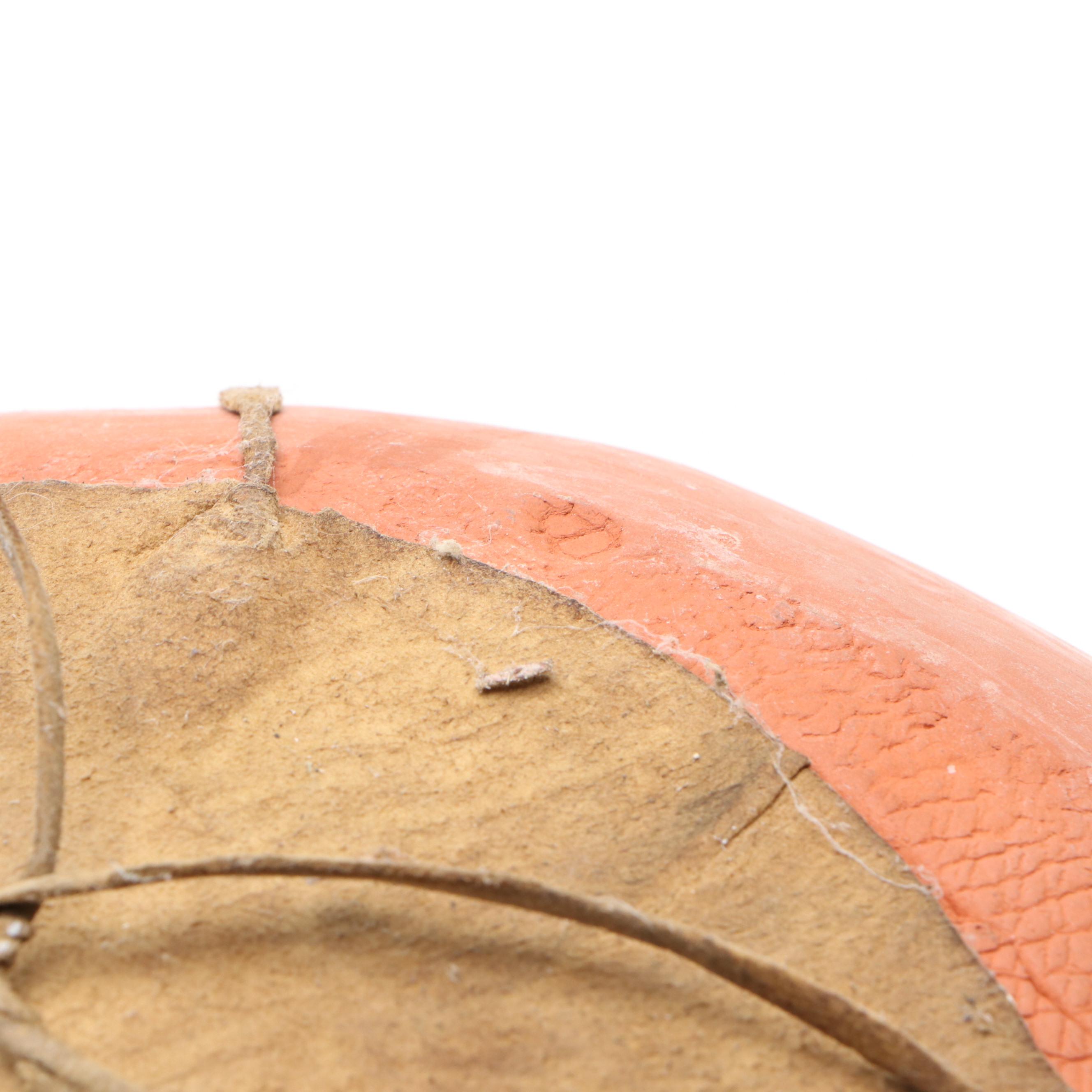 Handmade Terracotta Vessel in Painted Wave Pattern with Leather Carrier