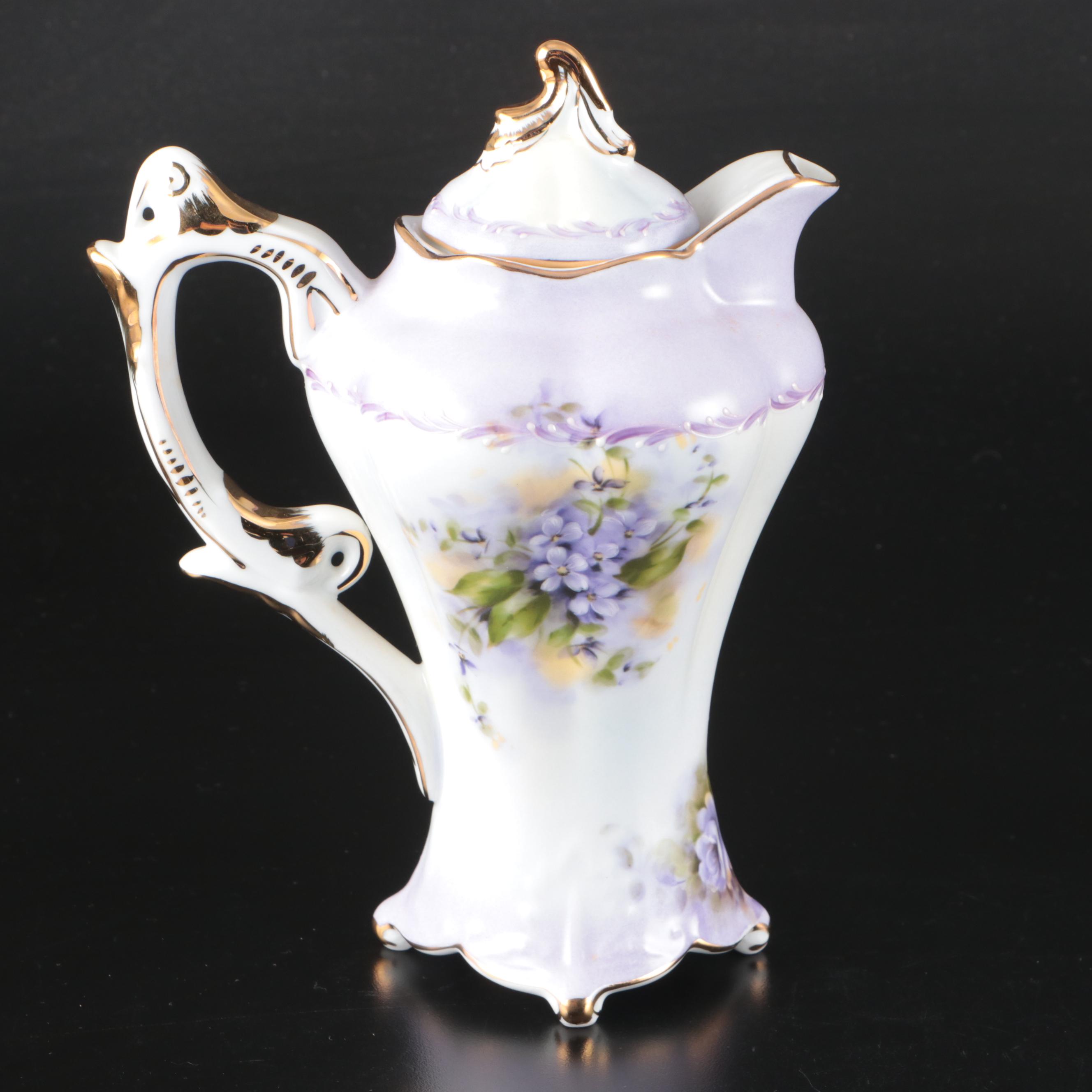 Porcelain Treasures Victorian Style Tea Set with Reticulated Oil Lamps