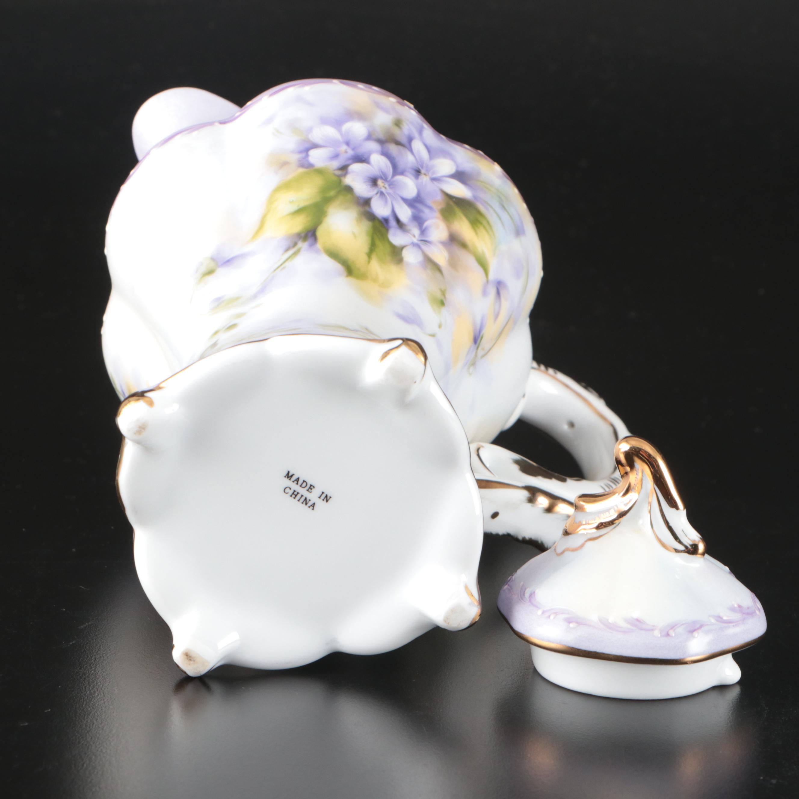 Porcelain Treasures Victorian Style Tea Set with Reticulated Oil Lamps