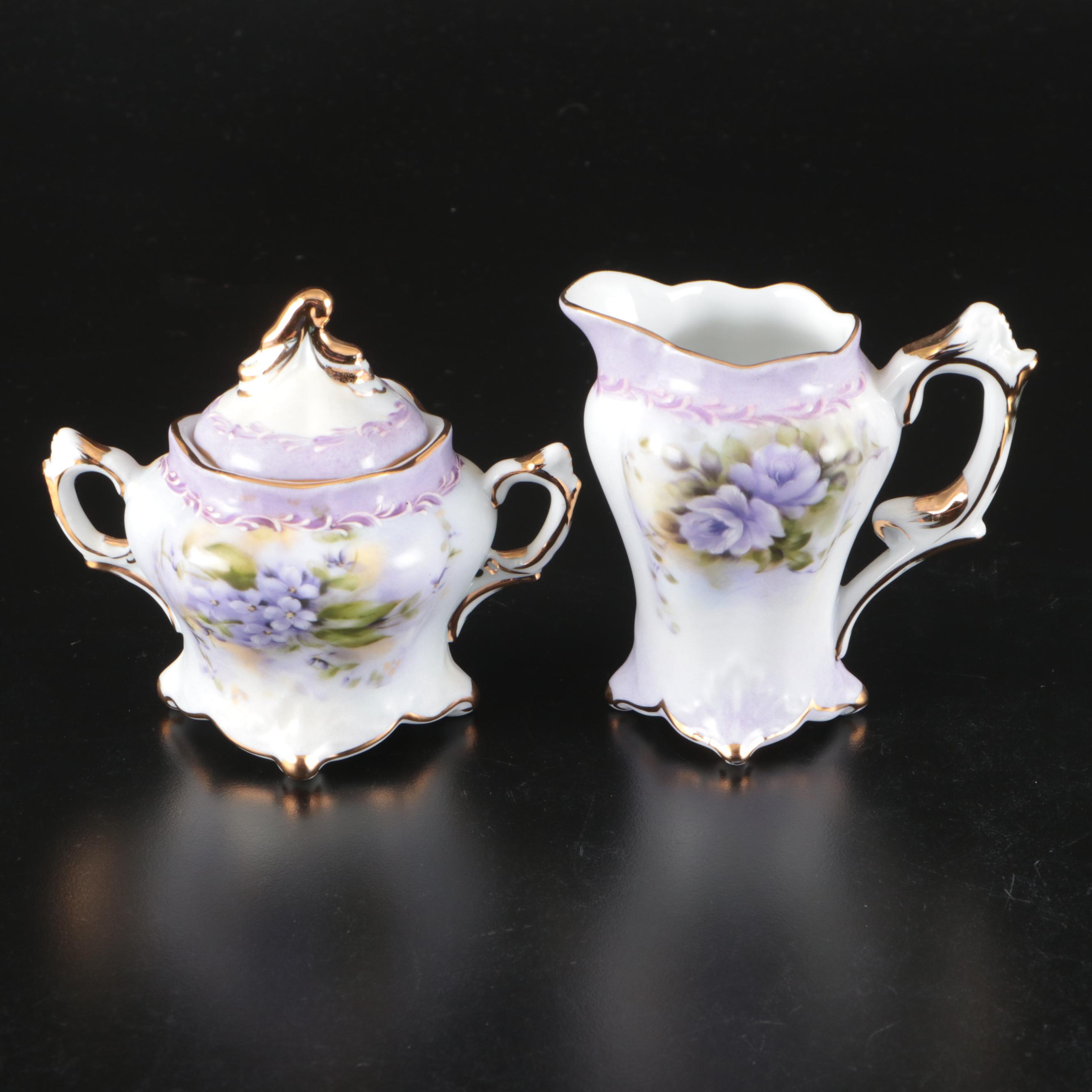 Porcelain Treasures Victorian Style Tea Set with Reticulated Oil Lamps