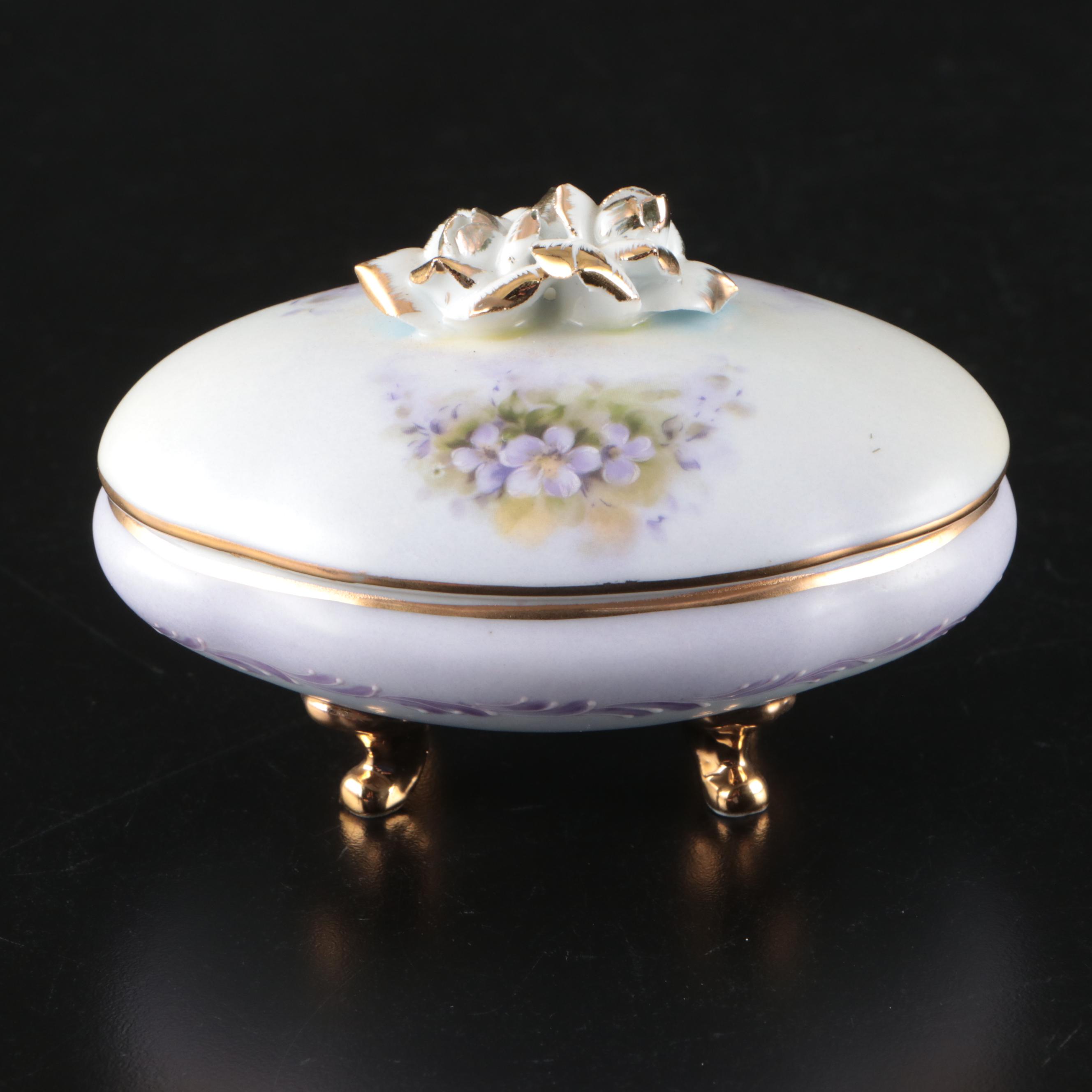 Porcelain Treasures Victorian Style Tea Set with Reticulated Oil Lamps