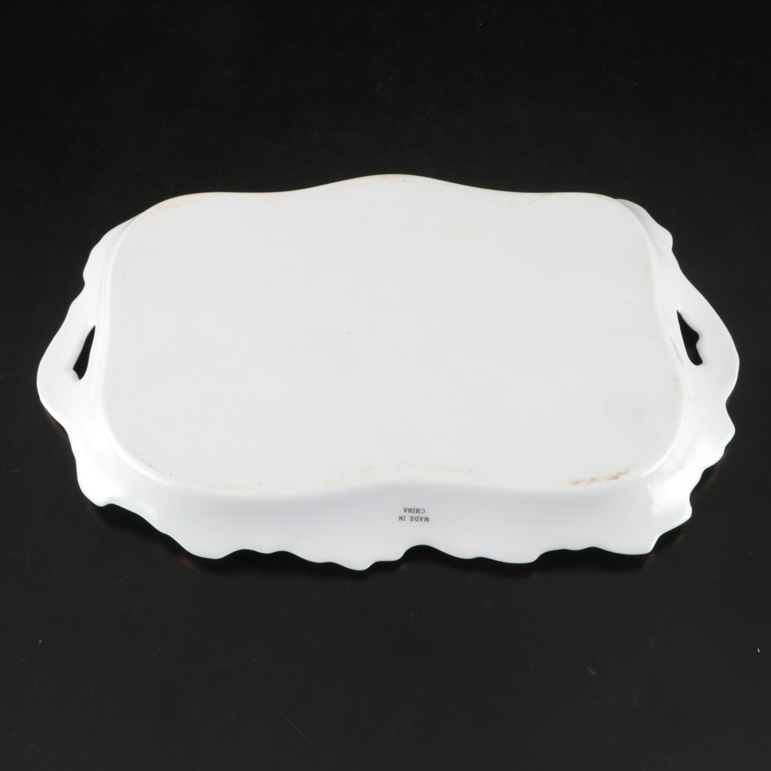 Porcelain Treasures Victorian Style Tea Set with Reticulated Oil Lamps