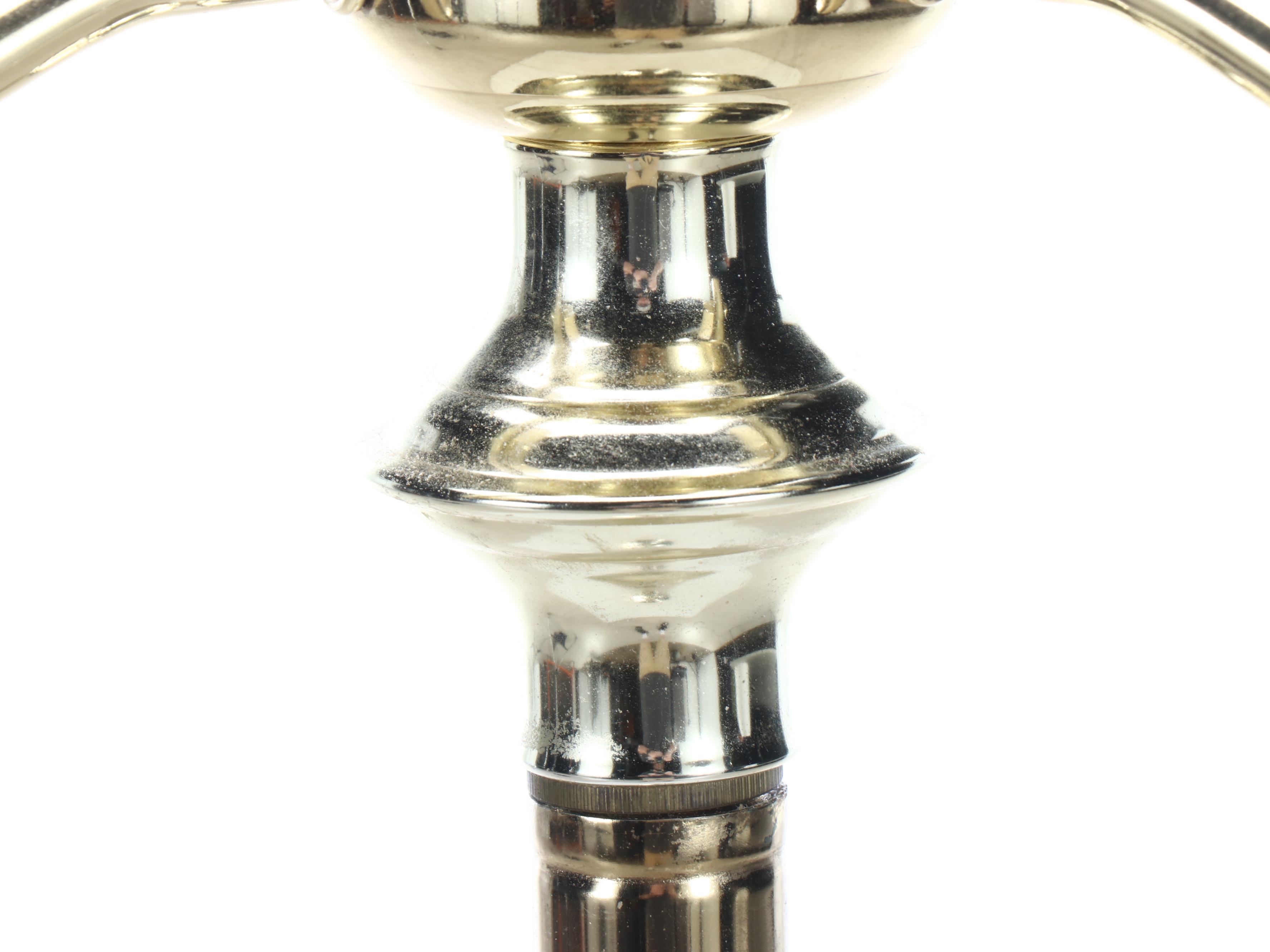 Robert Abbey Polished Metal Floor Lamp with Cotton Shade, 21st Century