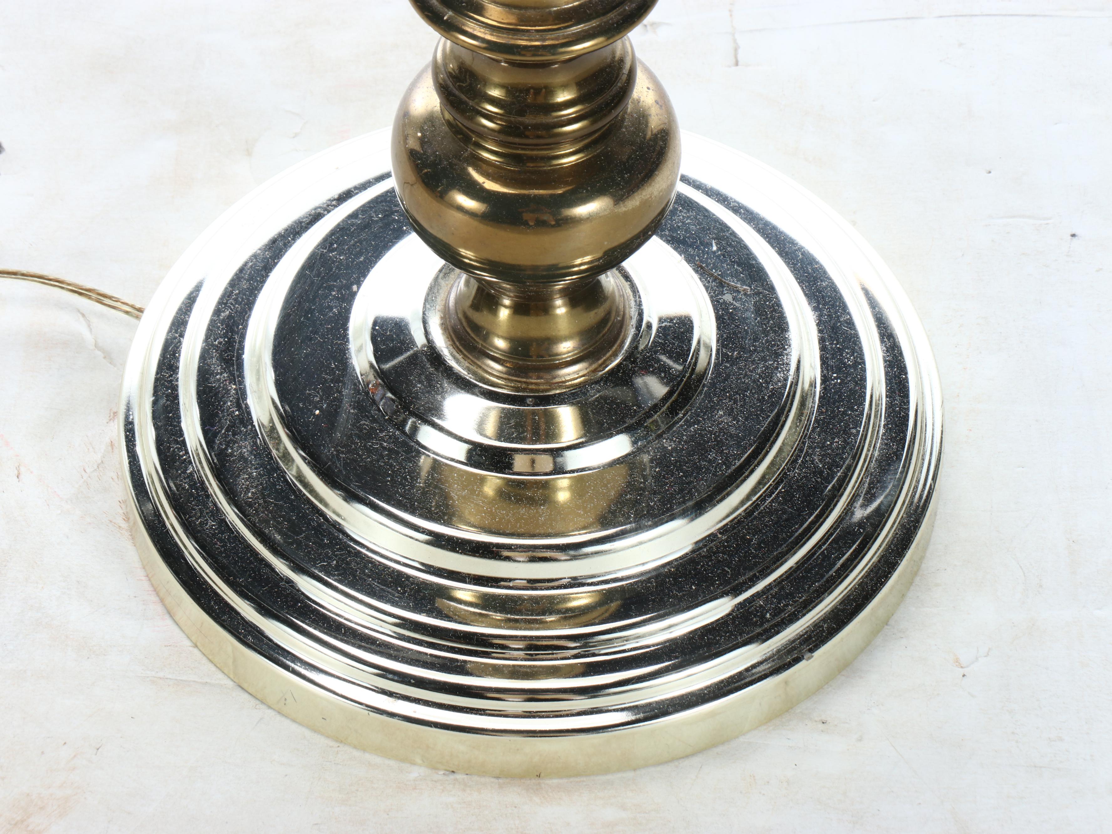 Robert Abbey Polished Metal Floor Lamp with Cotton Shade, 21st Century