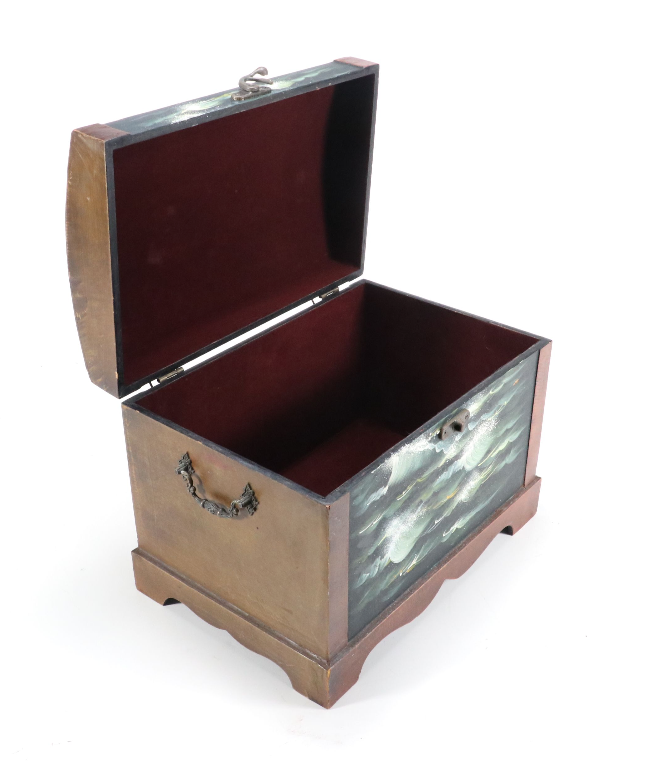 Hand-Painted Nautical Wood Chest