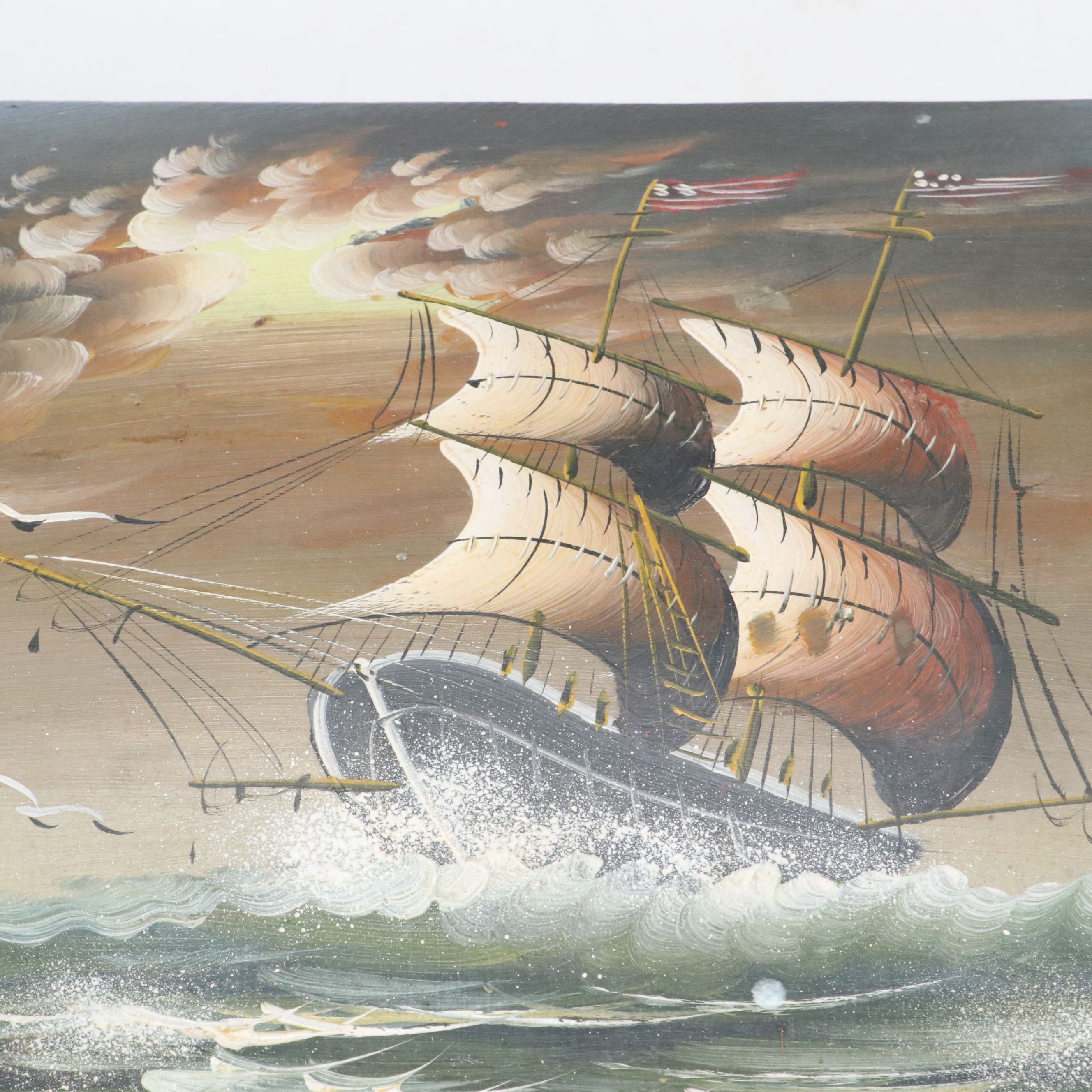 Hand-Painted Nautical Wood Chest