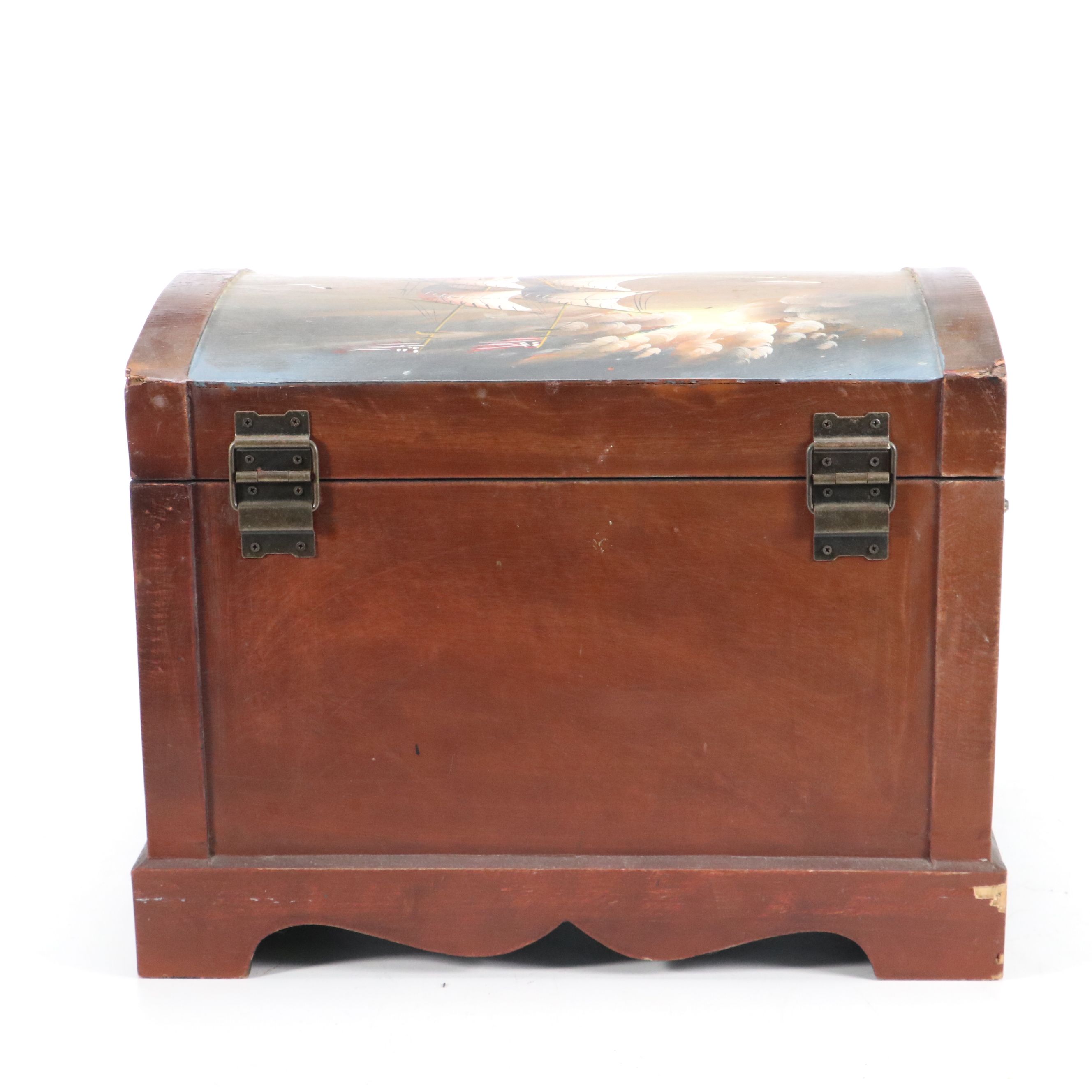 Hand-Painted Nautical Wood Chest