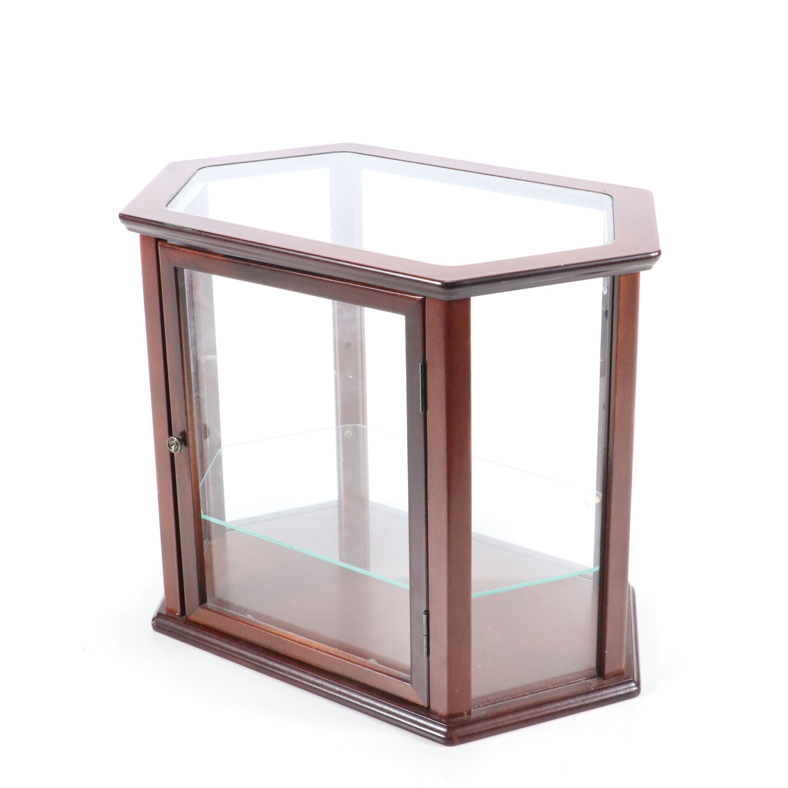The Bombay Company Mahogany Finish and Glass Countertop Display Cabinet