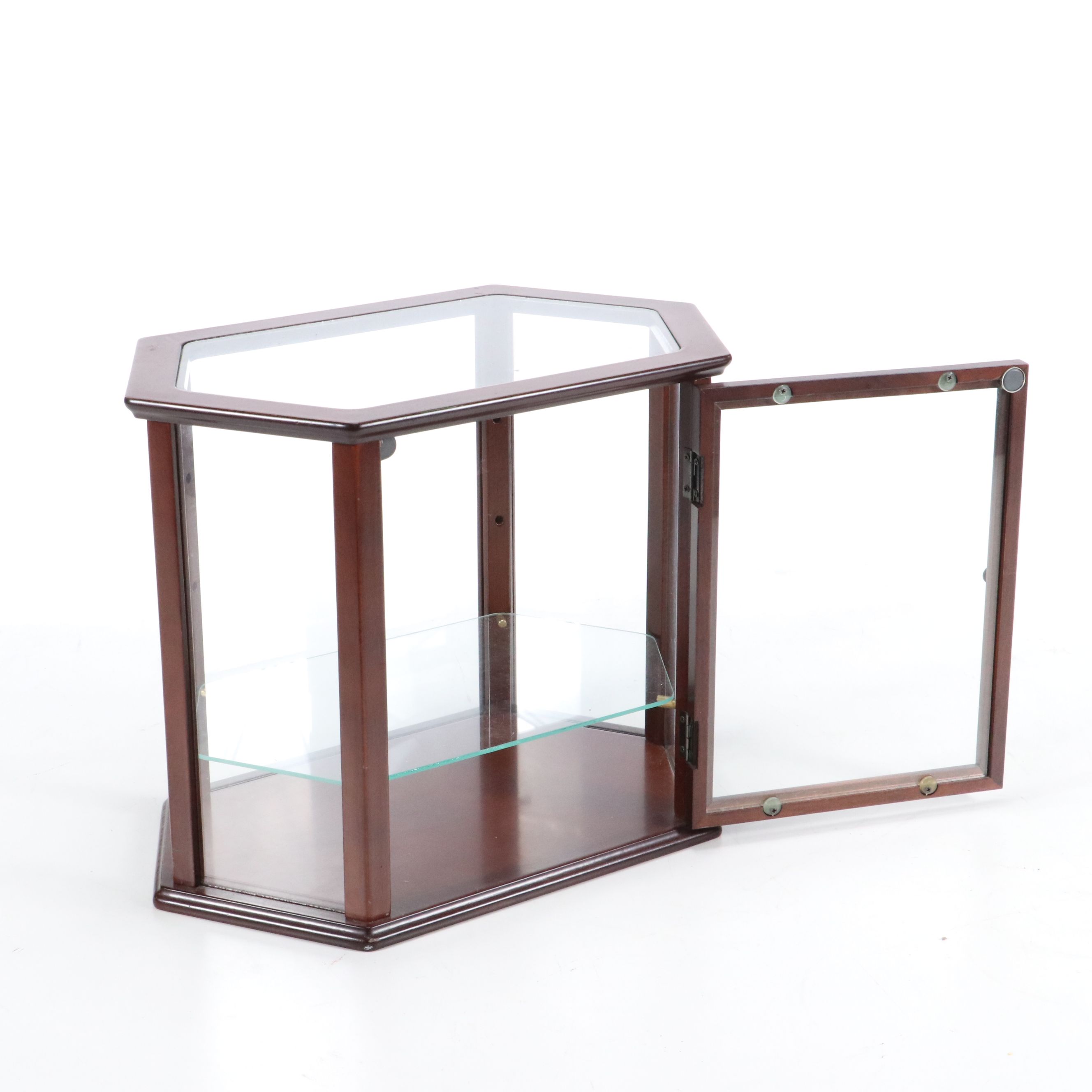 The Bombay Company Mahogany Finish and Glass Countertop Display Cabinet