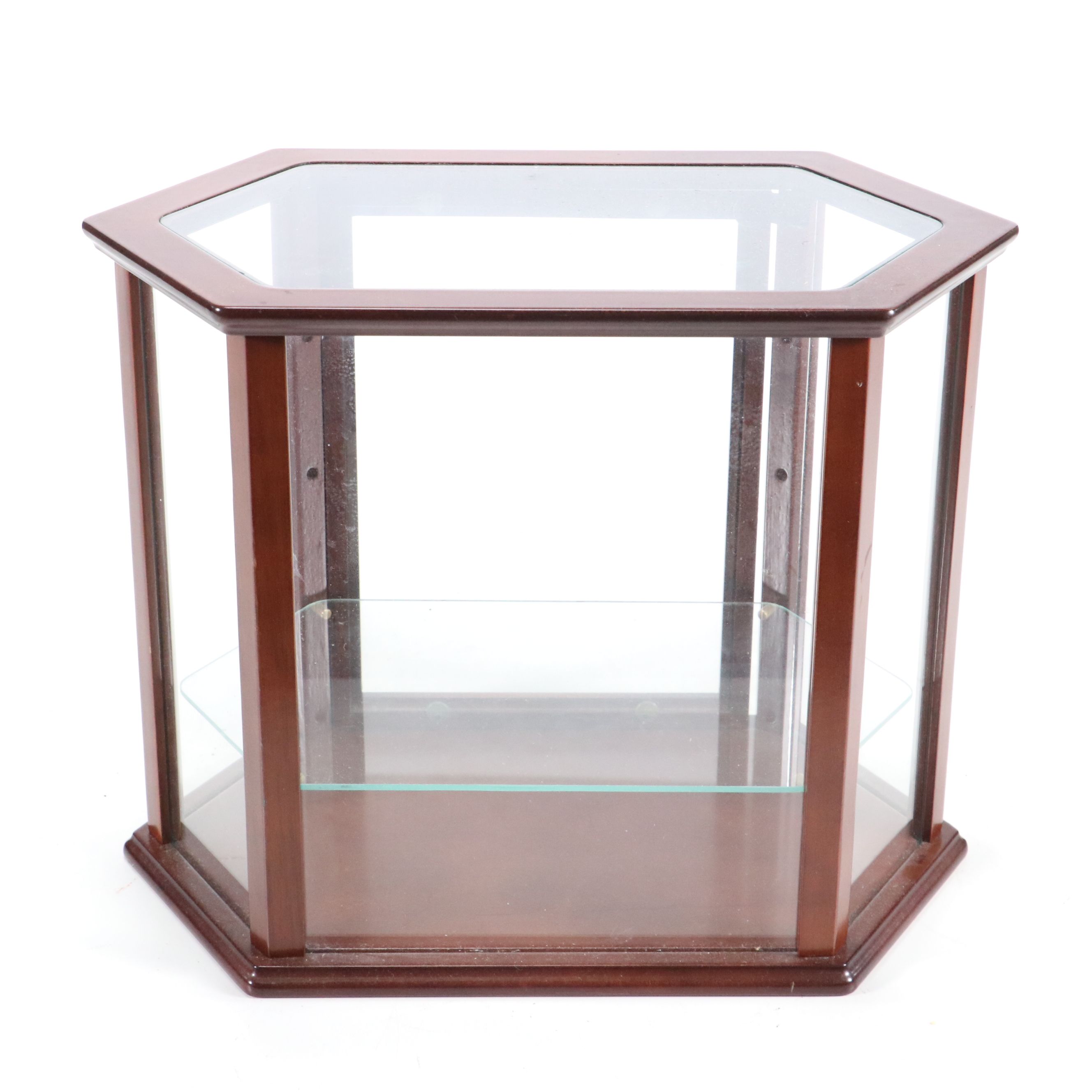 The Bombay Company Mahogany Finish and Glass Countertop Display Cabinet