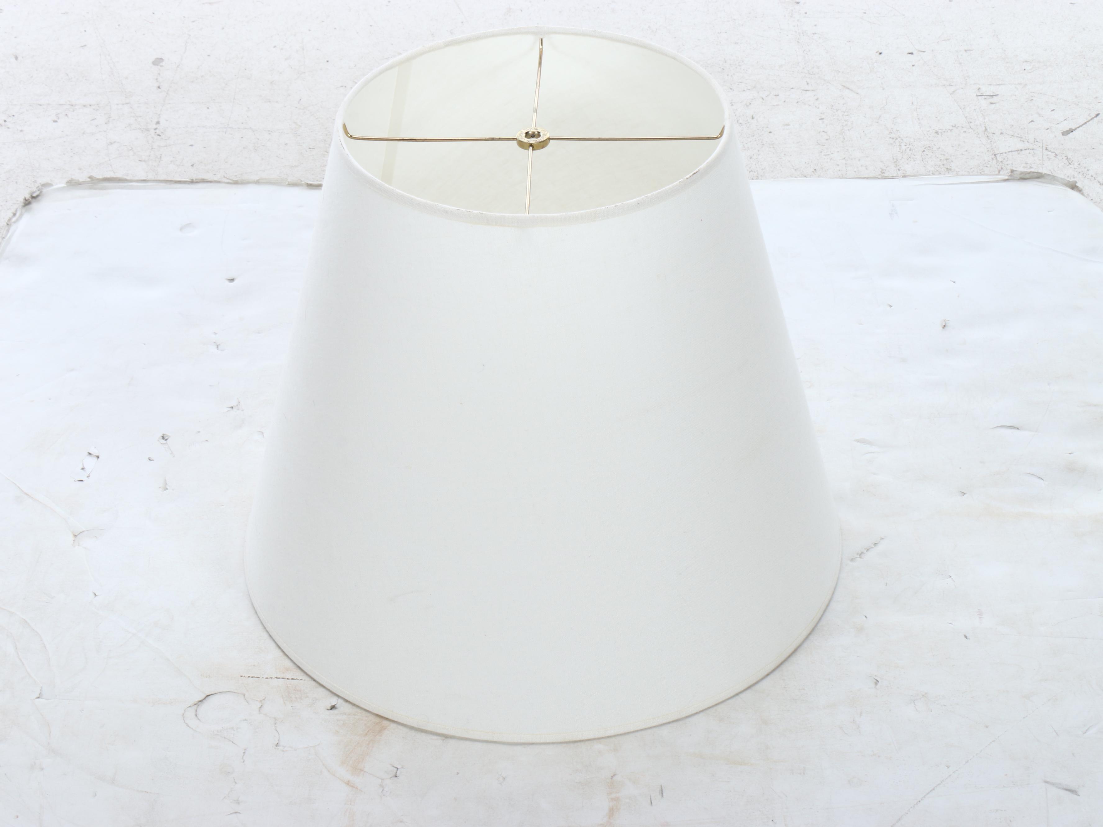 Robert Abbey Polished Metal Floor Lamp with Cotton Shade, 21st Century