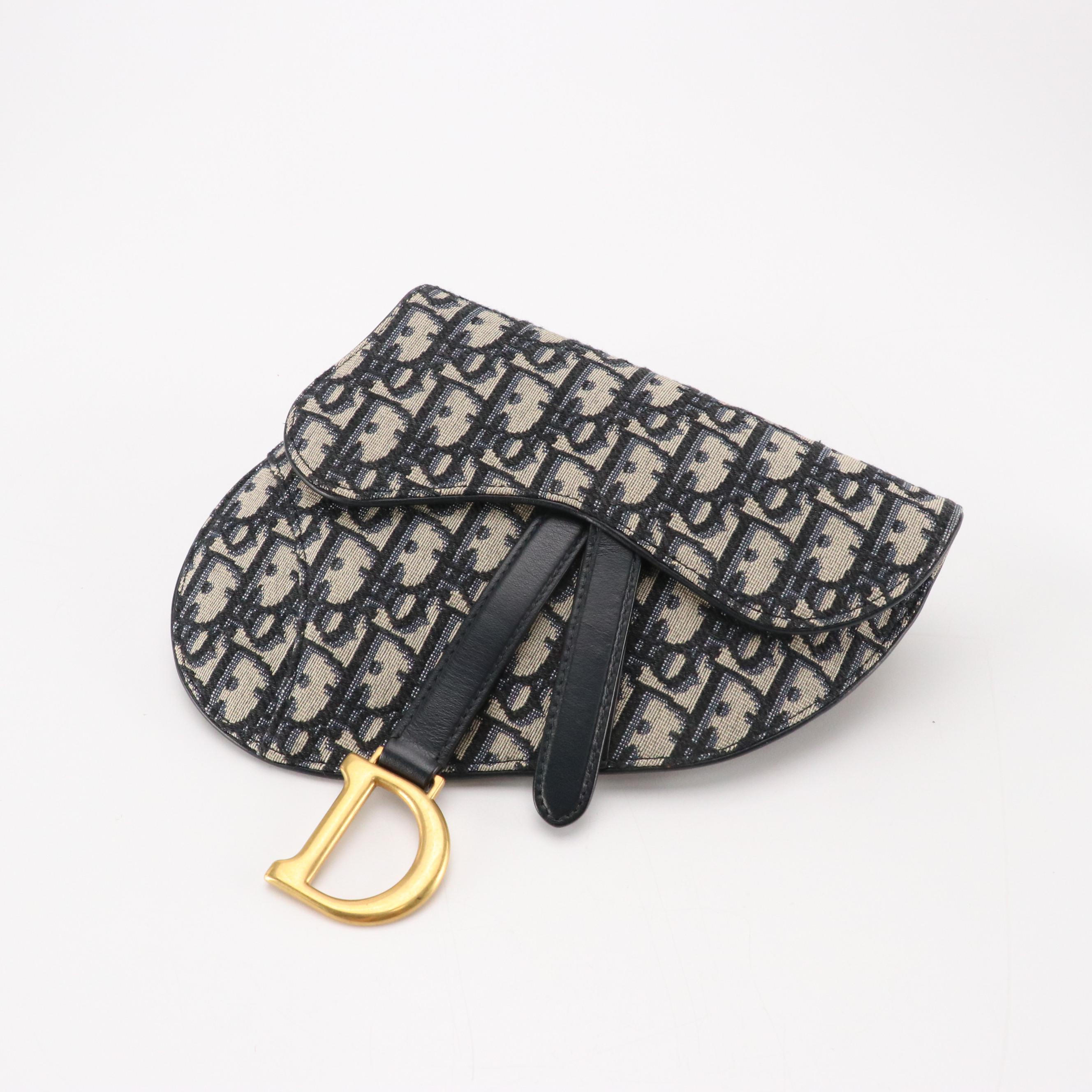 Christian Dior Saddle Belt Bag in Navy Blue Oblique Jacquard Canvas and Leather