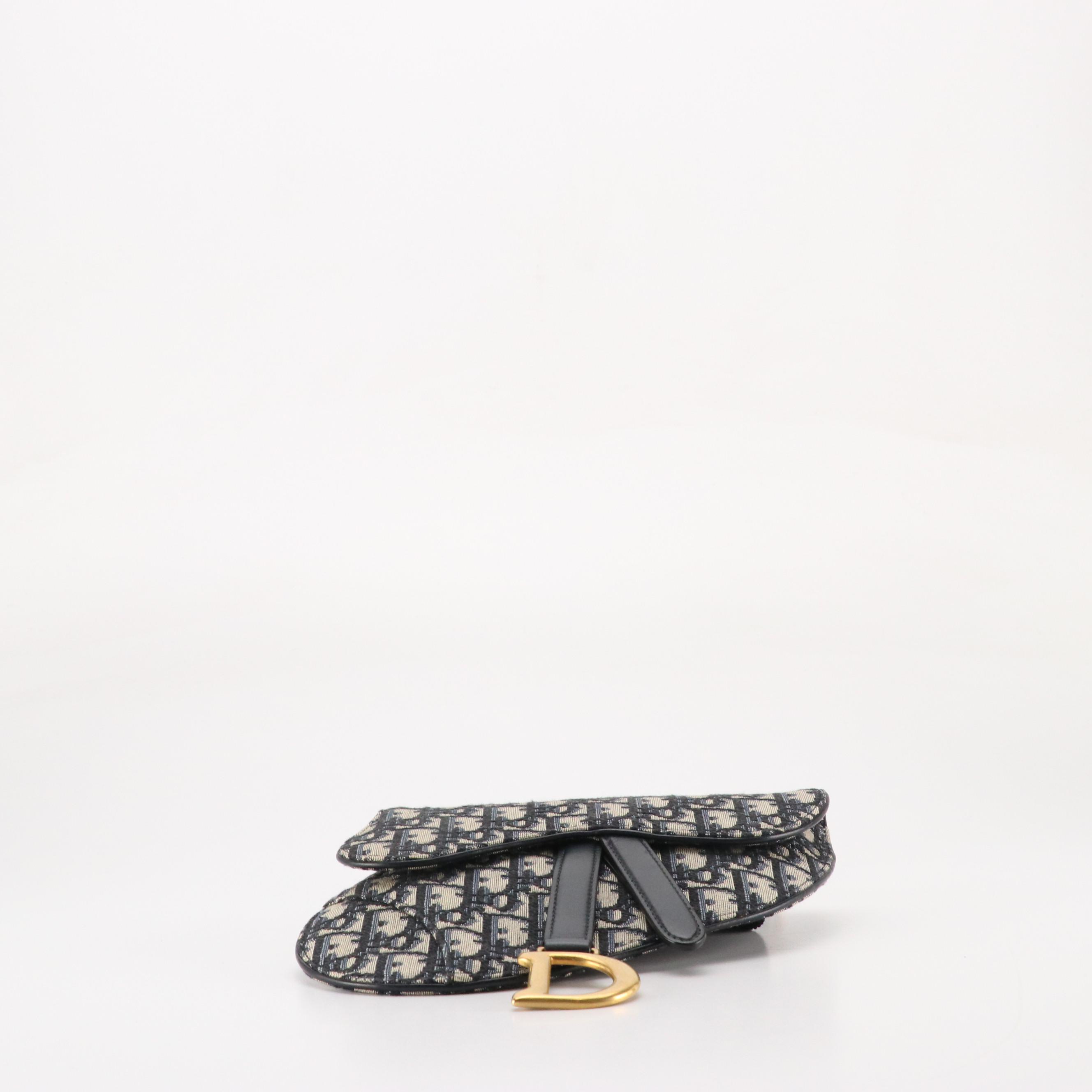 Christian Dior Saddle Belt Bag in Navy Blue Oblique Jacquard Canvas and Leather