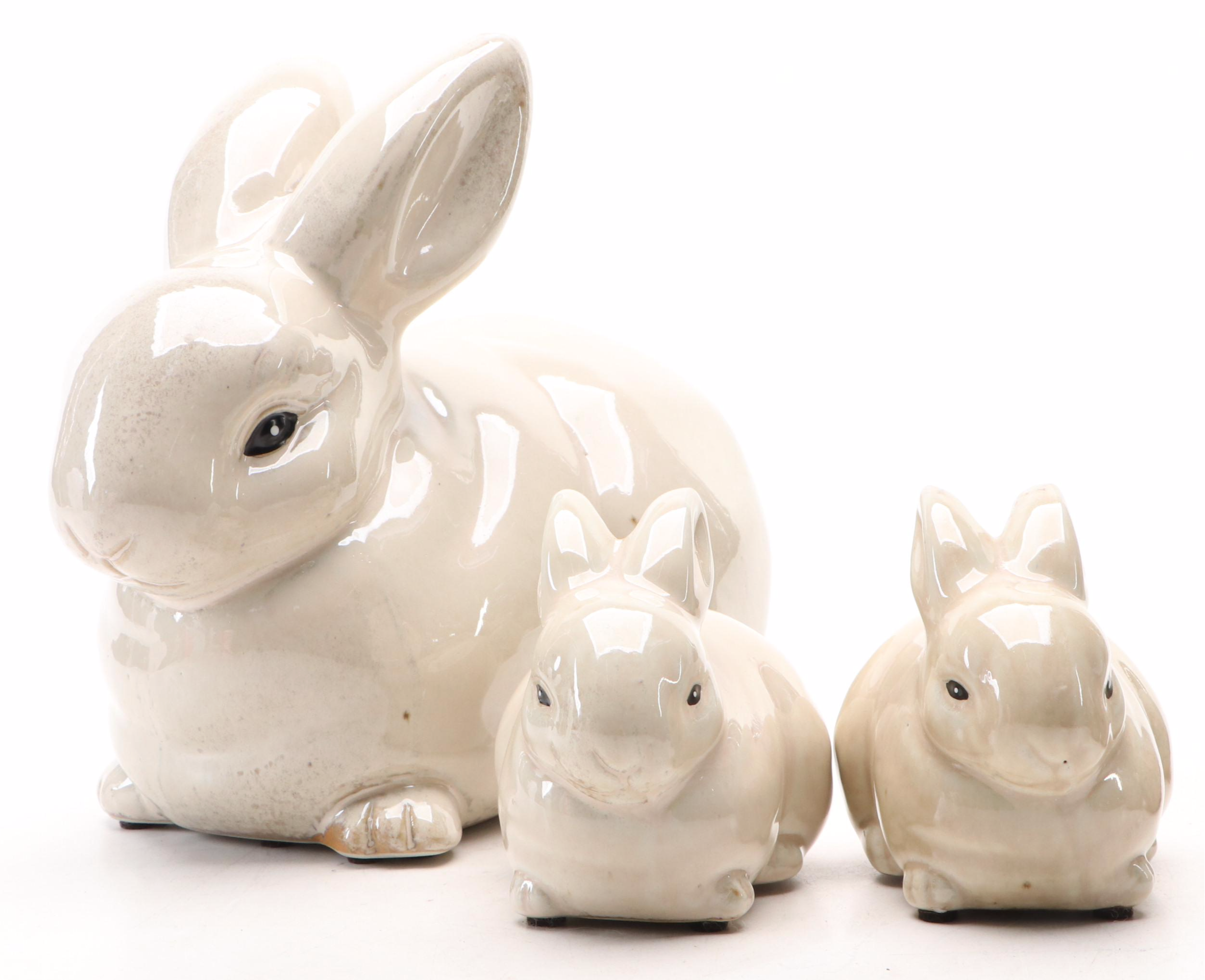 Glazed Ceramic Rabbit and Frogs