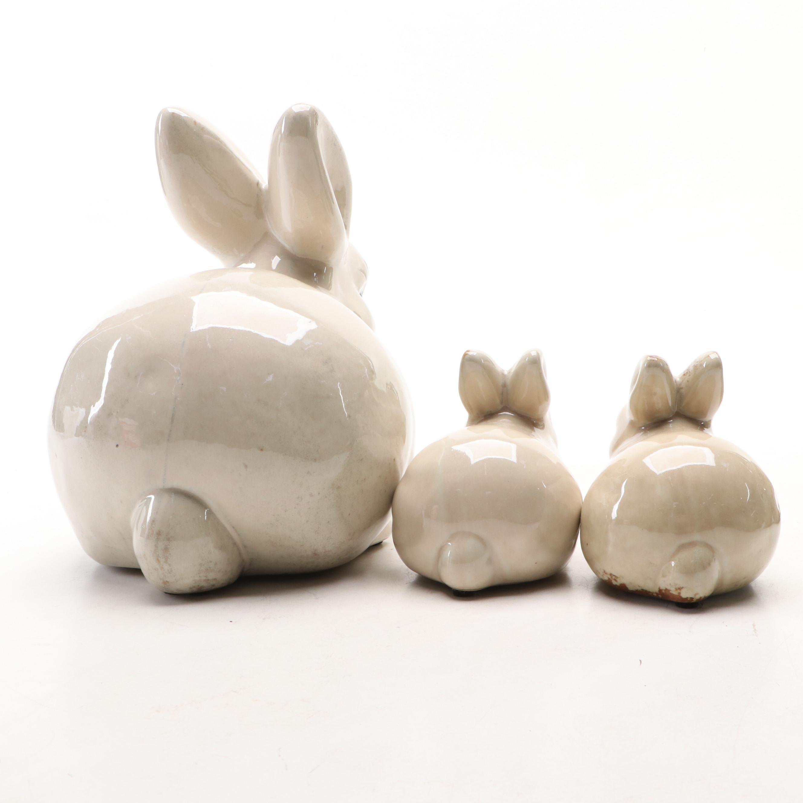 Glazed Ceramic Rabbit and Frogs