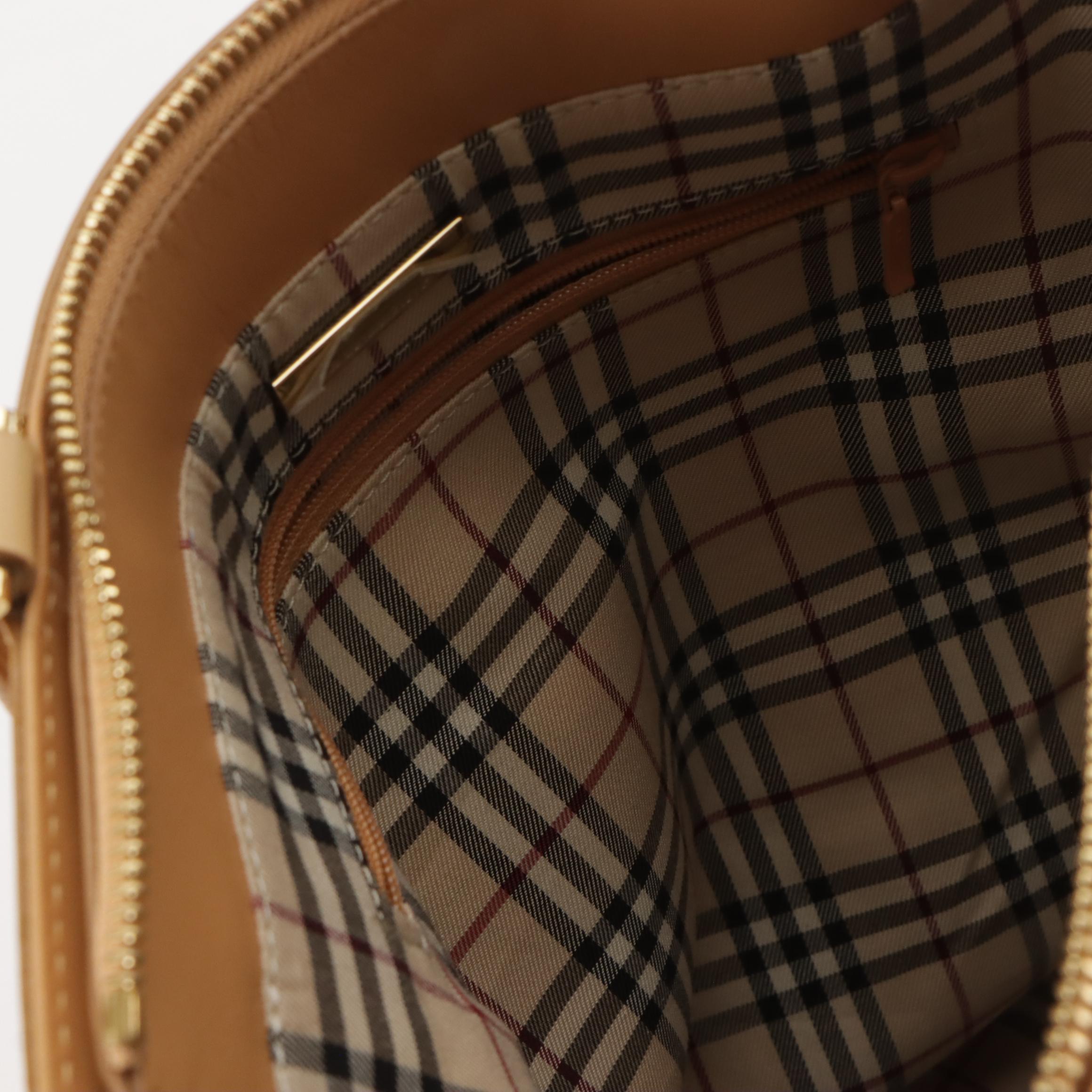 Burberry Vertical Shoulder Bag in Tan Leather