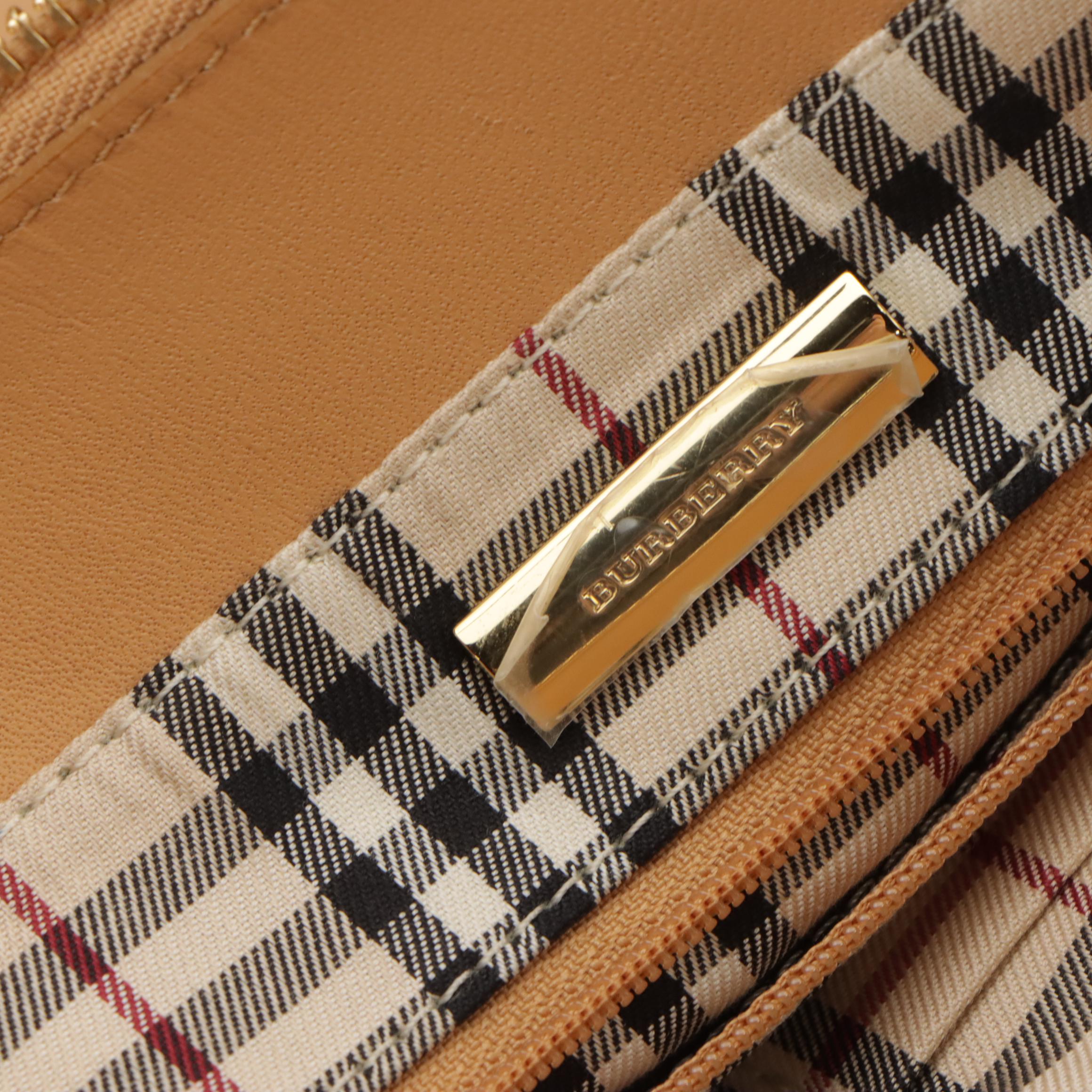 Burberry Vertical Shoulder Bag in Tan Leather