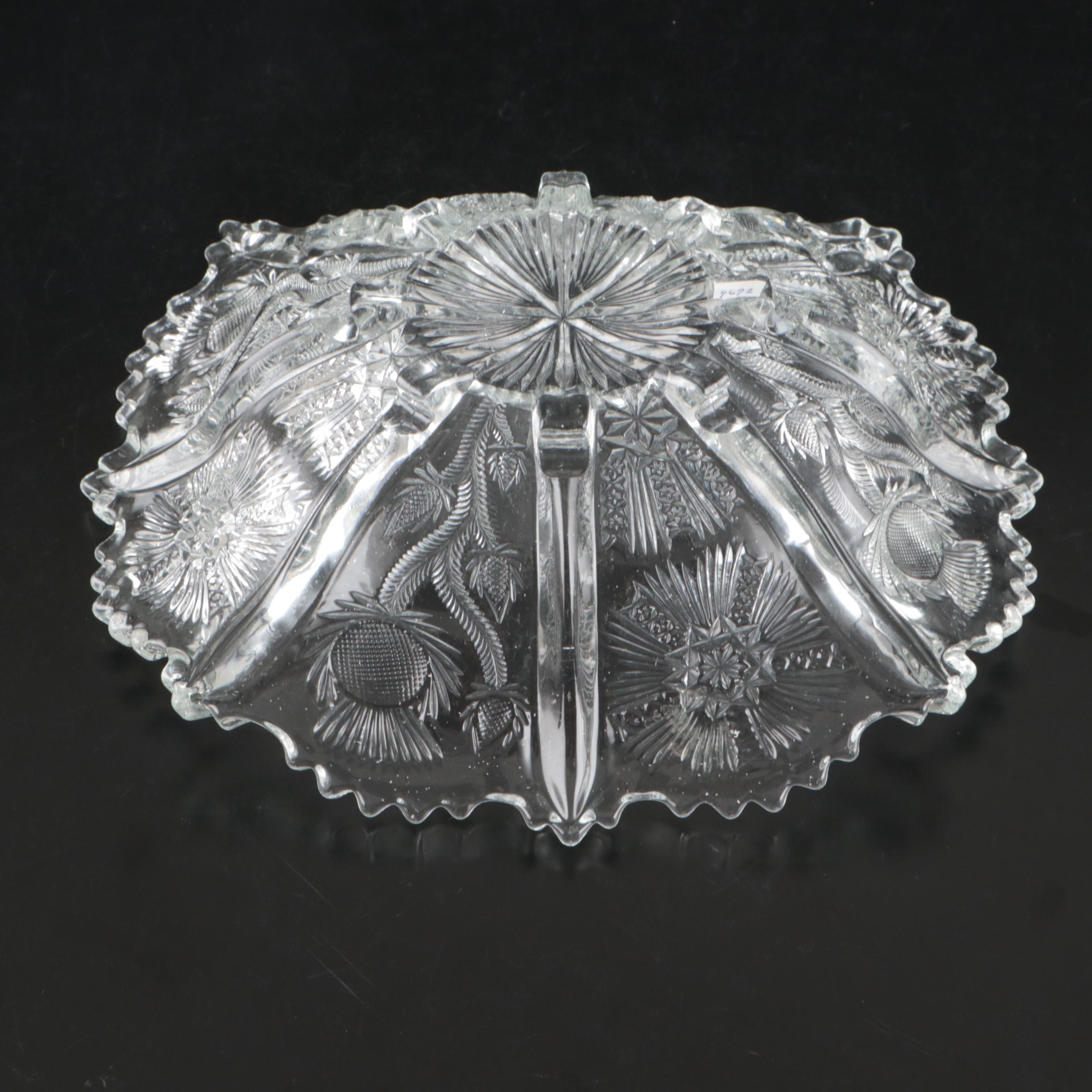 Mosser EAPG "Inverted Thistle" Pitcher and Higbee "Paneled Thistle" Bowls