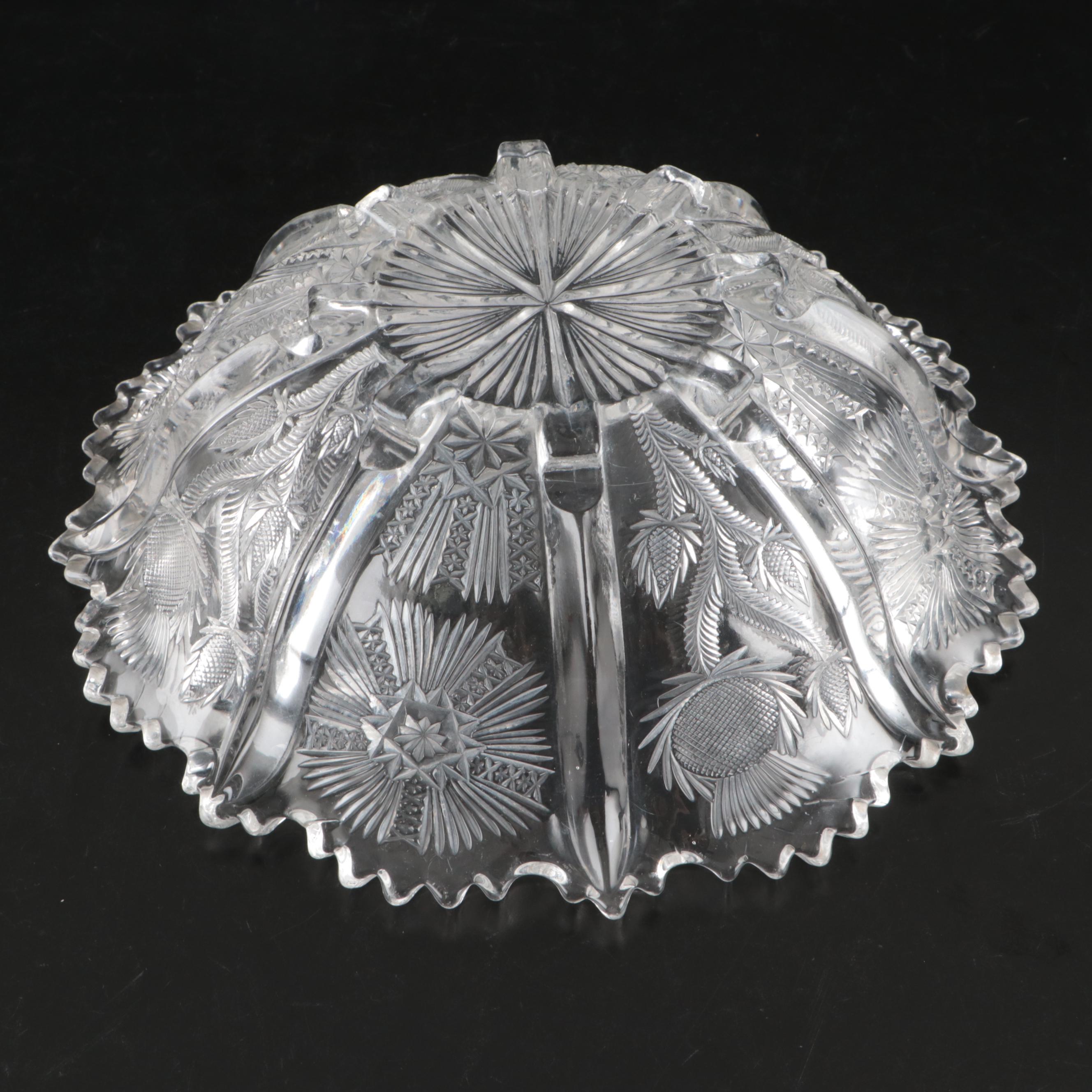 Mosser EAPG "Inverted Thistle" Pitcher and Higbee "Paneled Thistle" Bowls