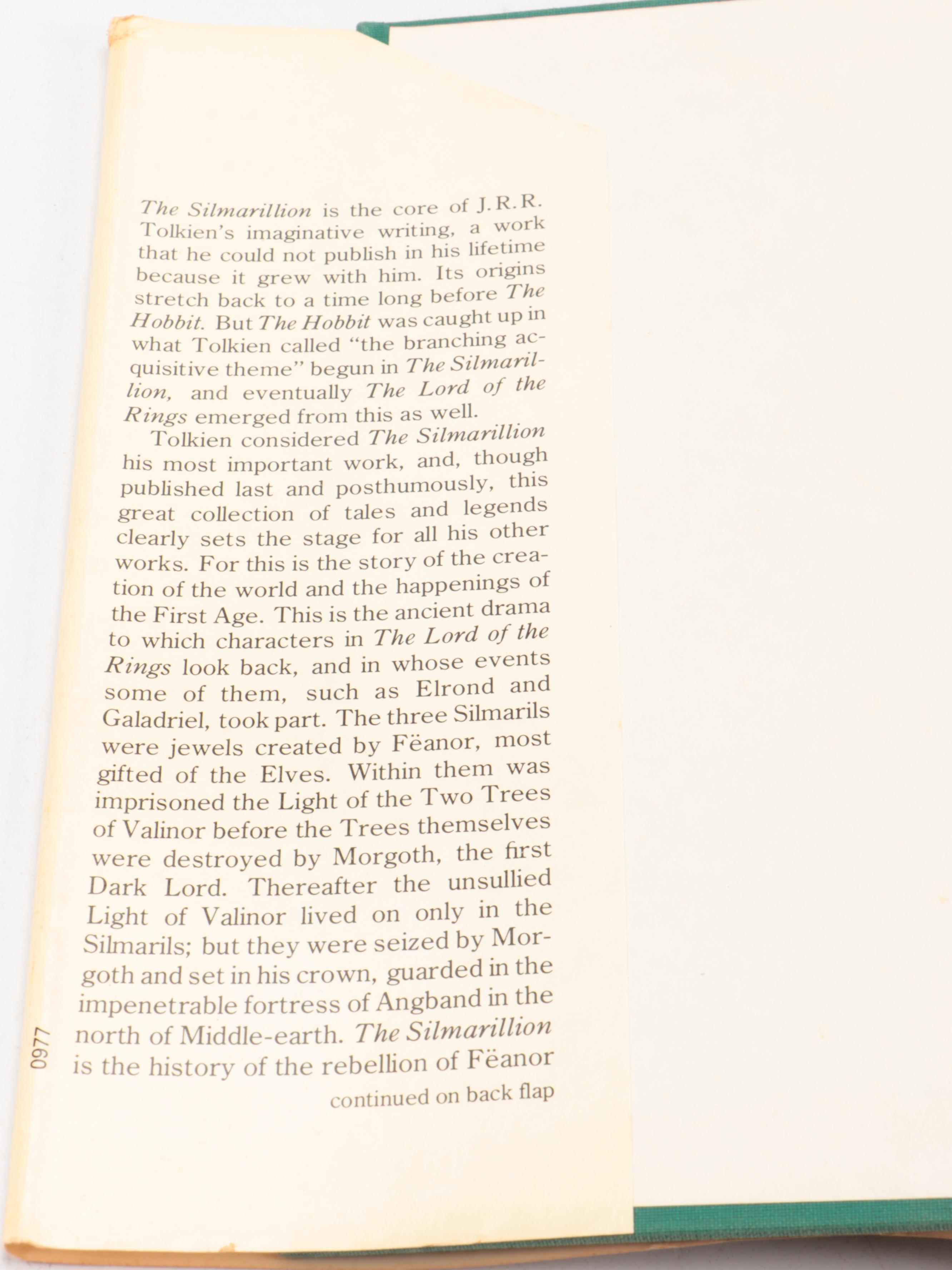First American Edition "The Silmarillion" by J. R. R. Tolkien with Map, 1977