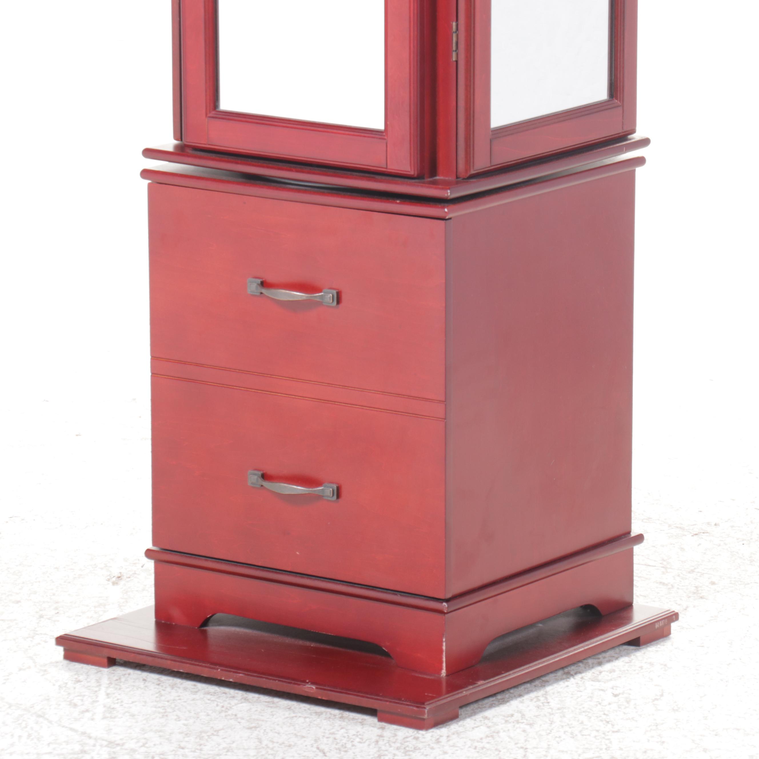 Clever & Unique Creations by Lori Greiner Cherry Finish Mirrored Jewelry Chest