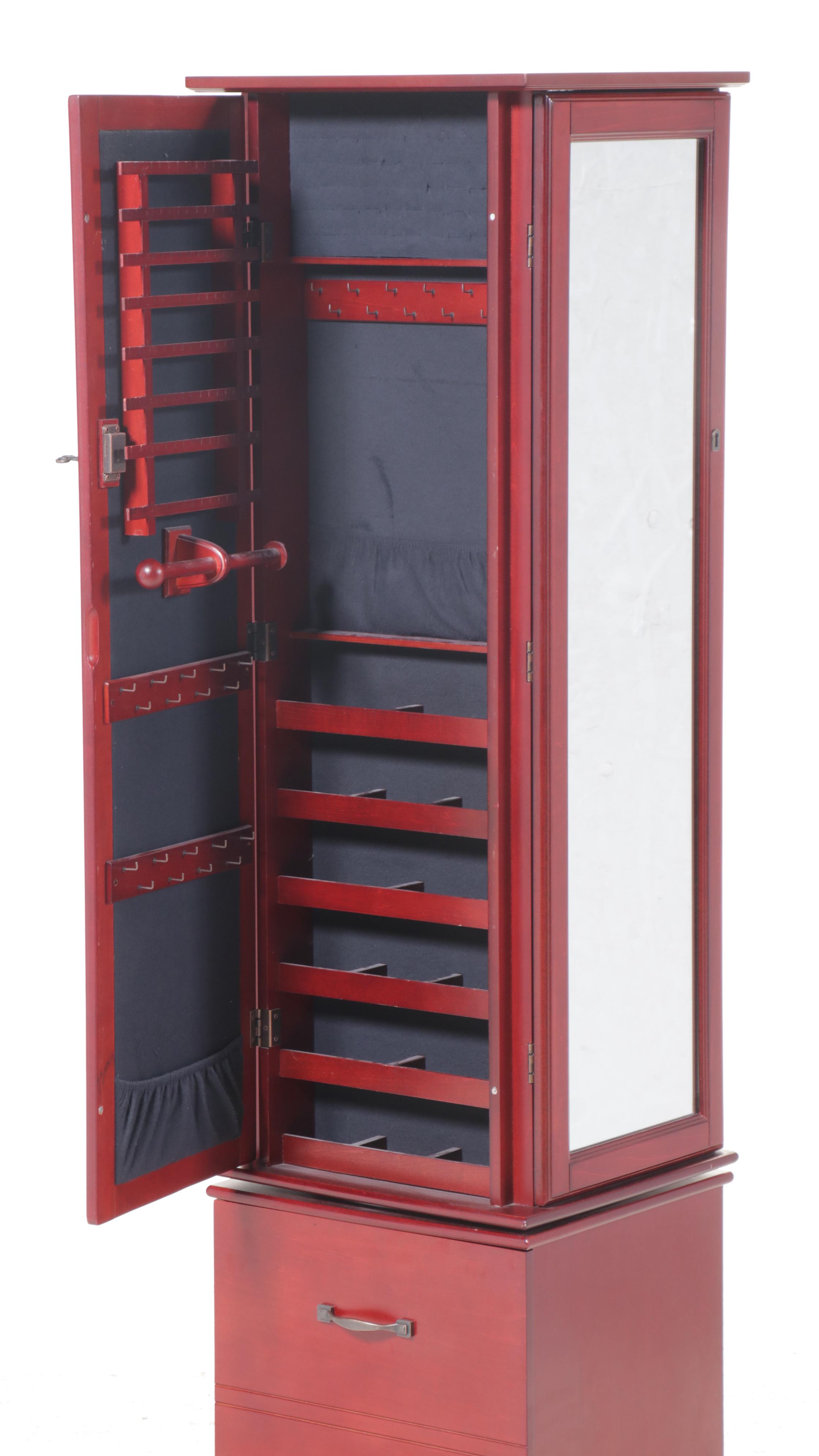 Clever & Unique Creations by Lori Greiner Cherry Finish Mirrored Jewelry Chest