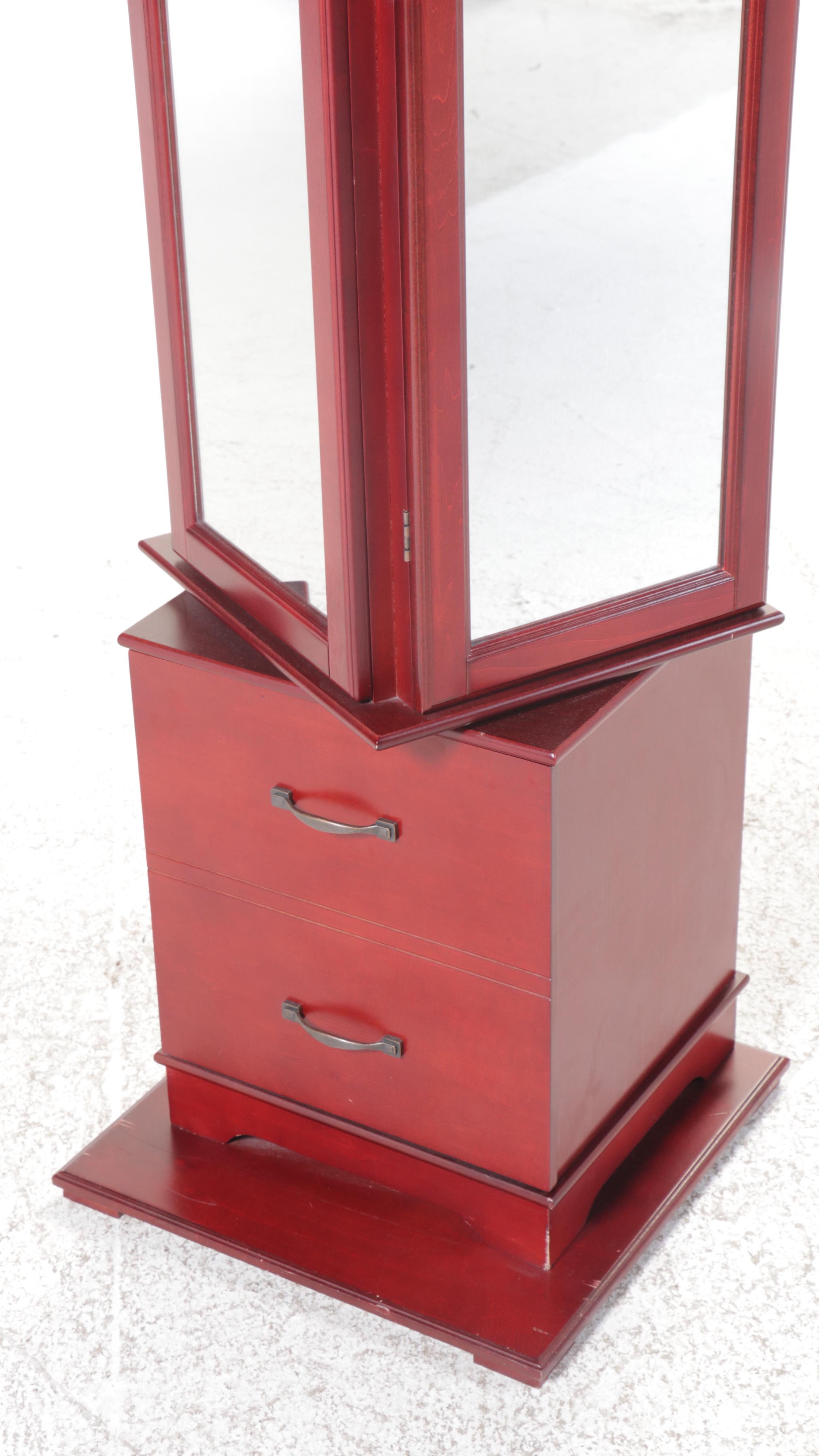 Clever & Unique Creations by Lori Greiner Cherry Finish Mirrored Jewelry Chest