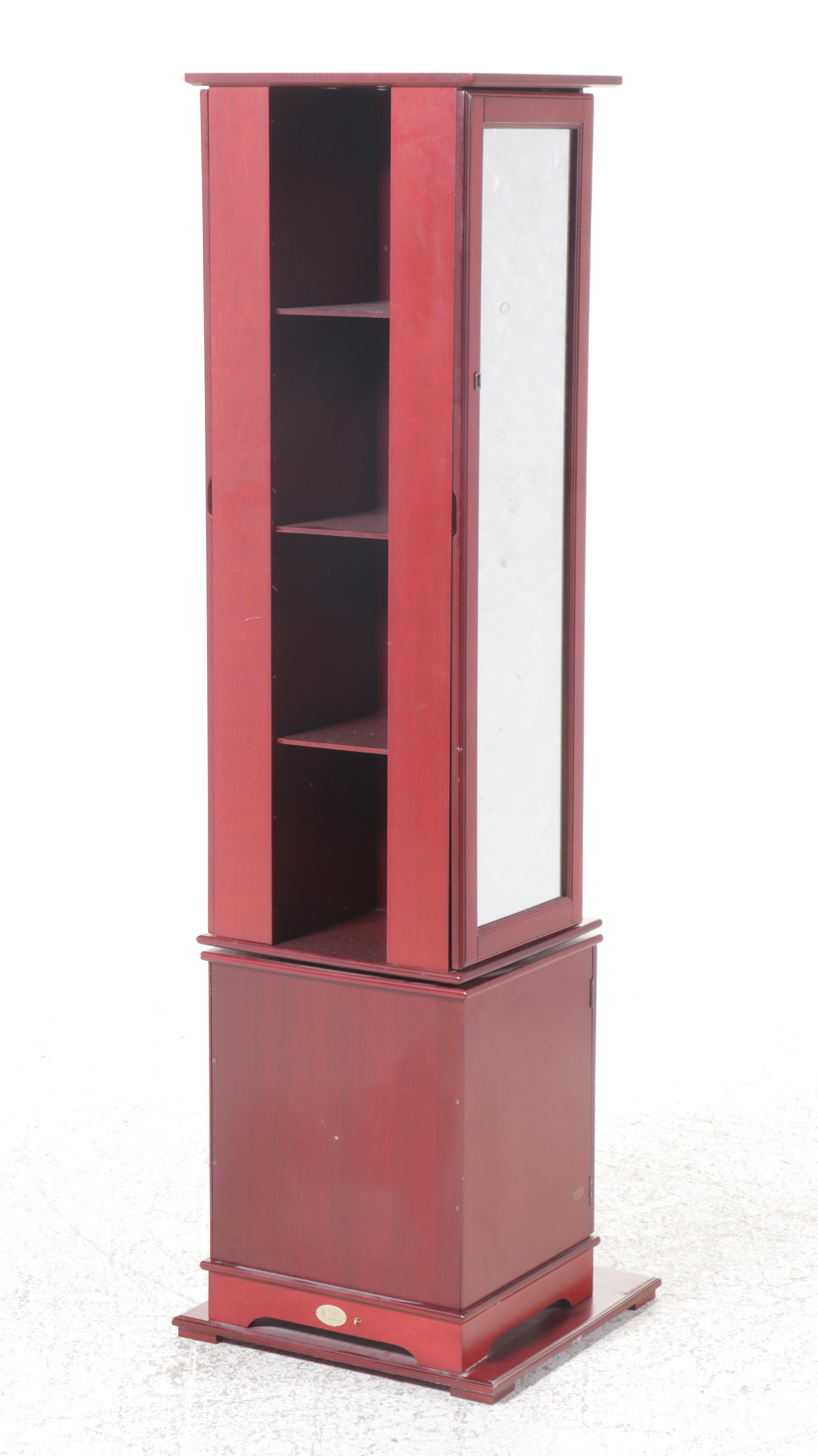 Clever & Unique Creations by Lori Greiner Cherry Finish Mirrored Jewelry Chest