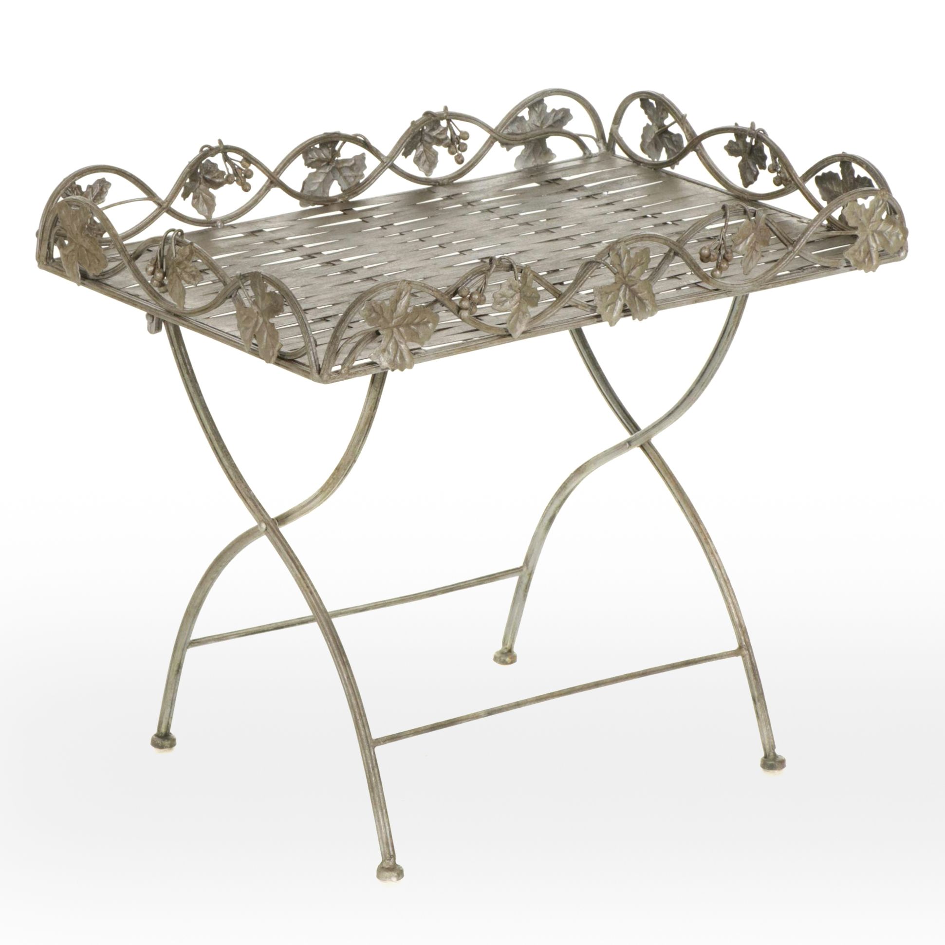 Woven Metal Folding Table with Grapevine Trim