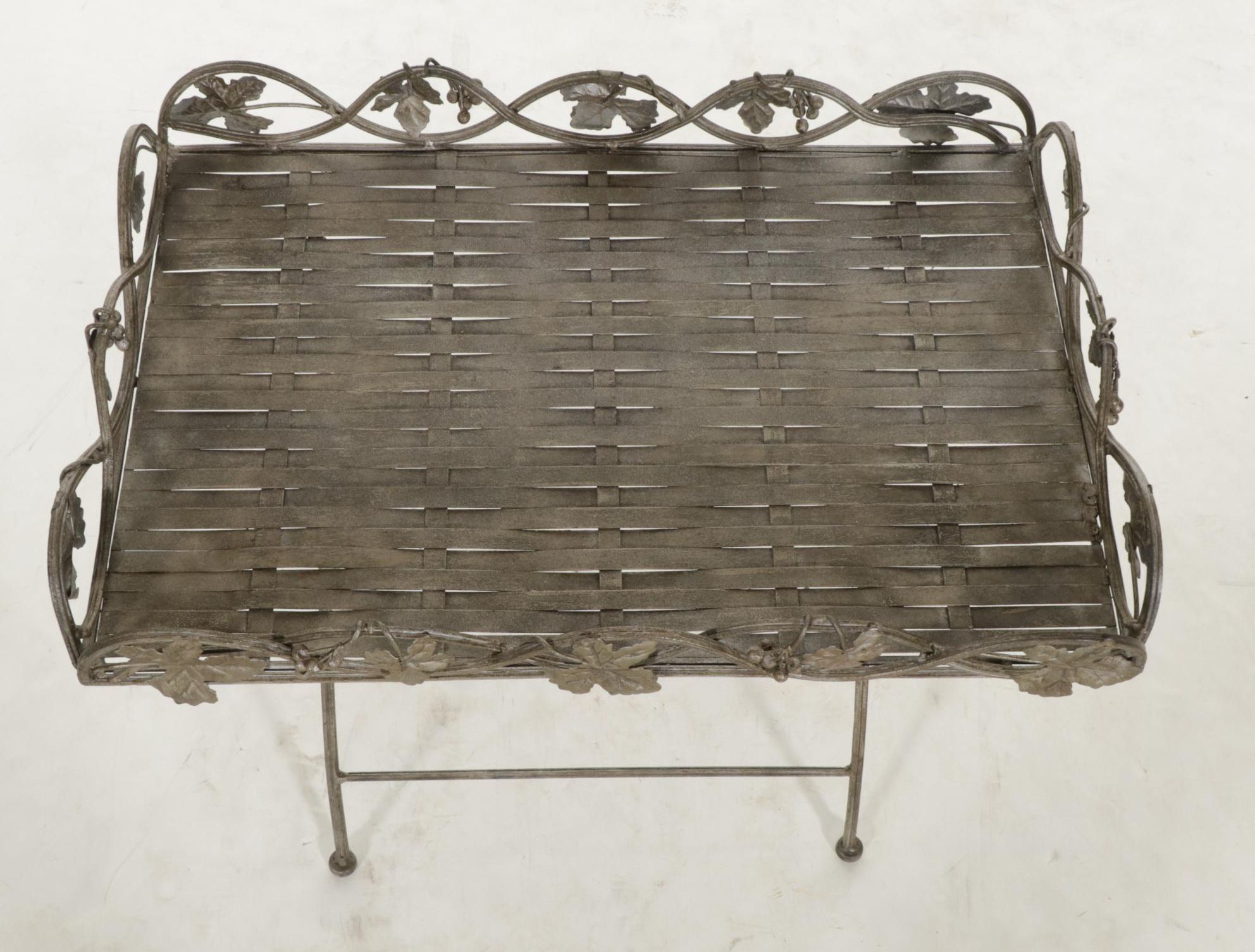 Woven Metal Folding Table with Grapevine Trim