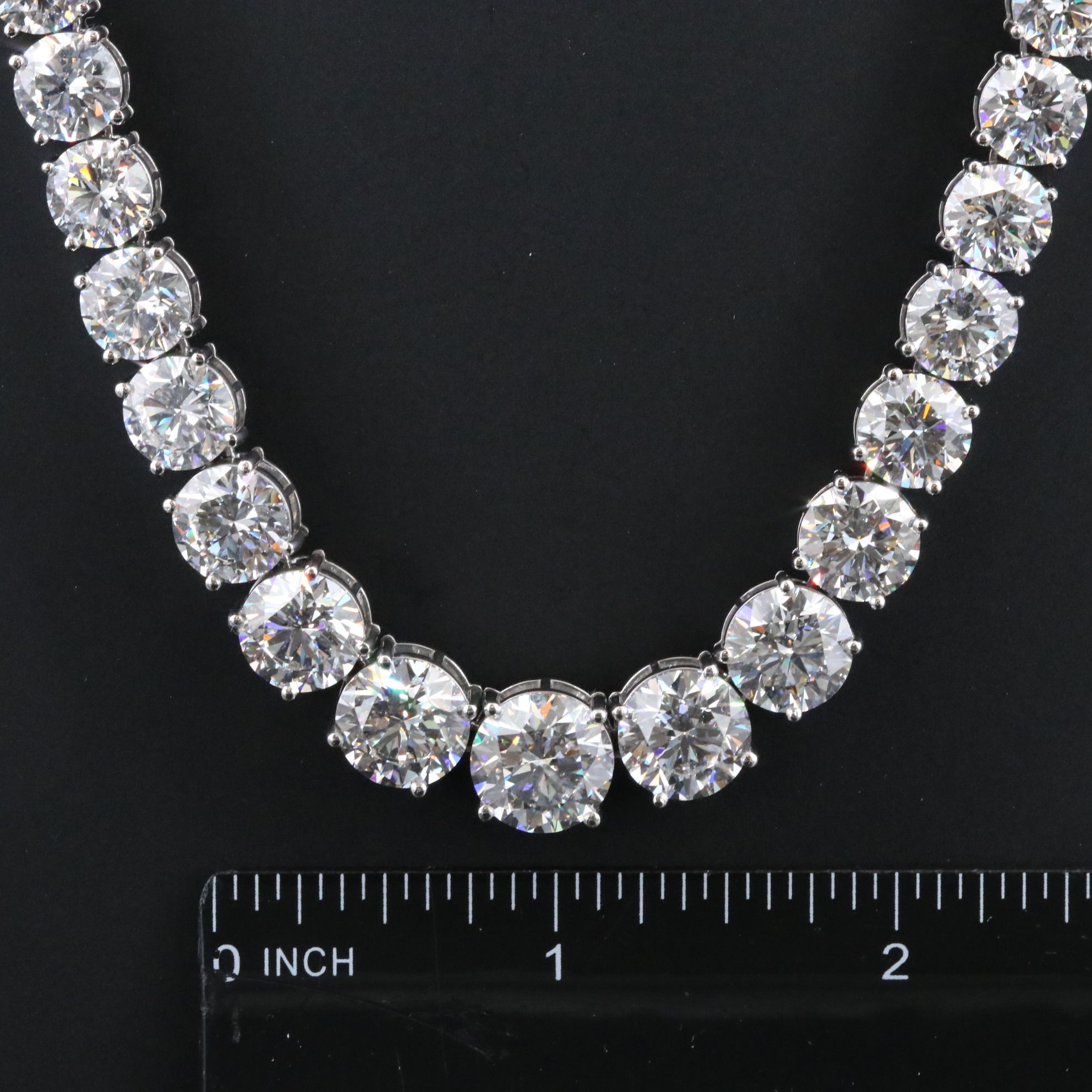 Platinum 95.13 CTW Lab Grown Diamond Riviera Necklace with IGI Reports