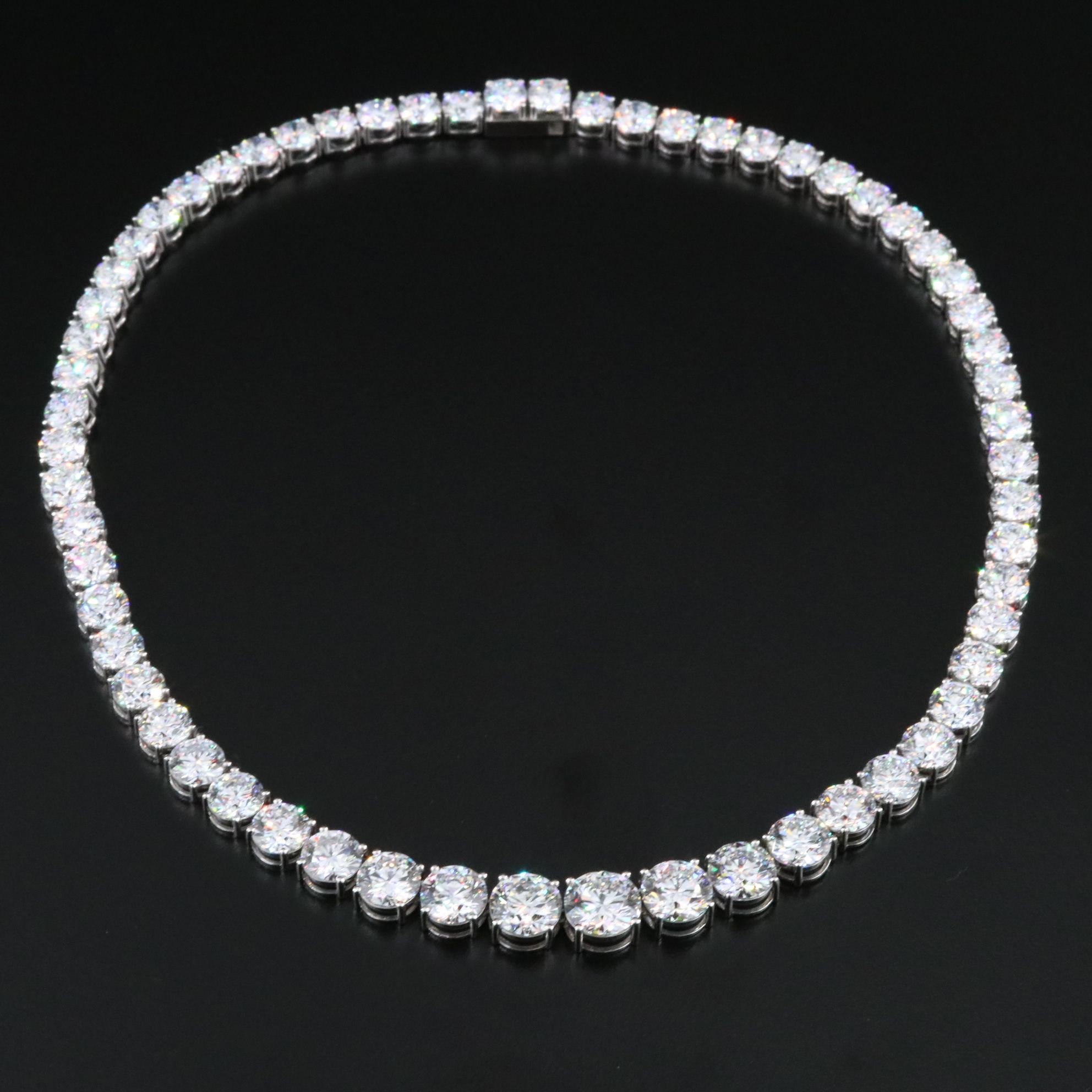 Platinum 95.13 CTW Lab Grown Diamond Riviera Necklace with IGI Reports