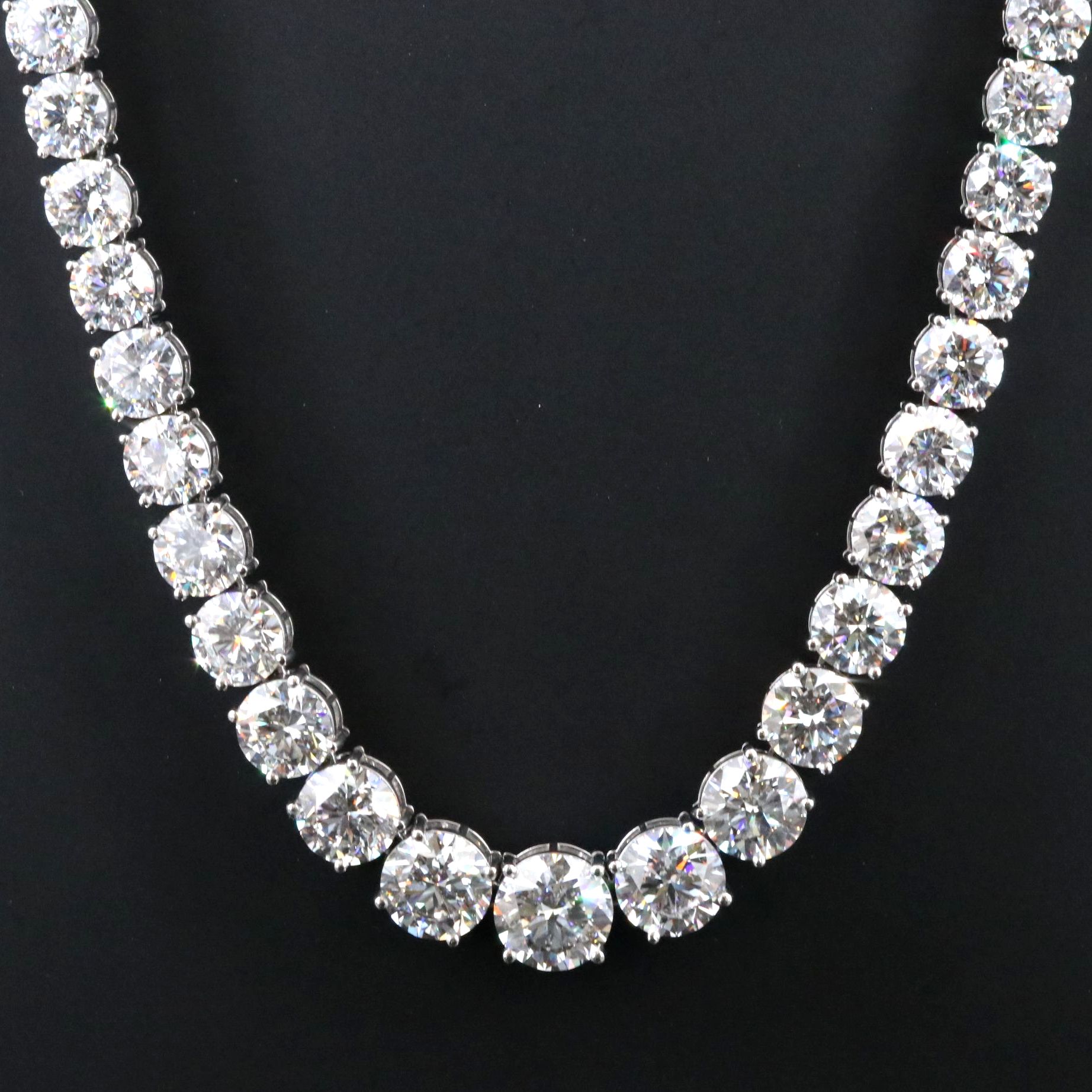Platinum 95.13 CTW Lab Grown Diamond Riviera Necklace with IGI Reports