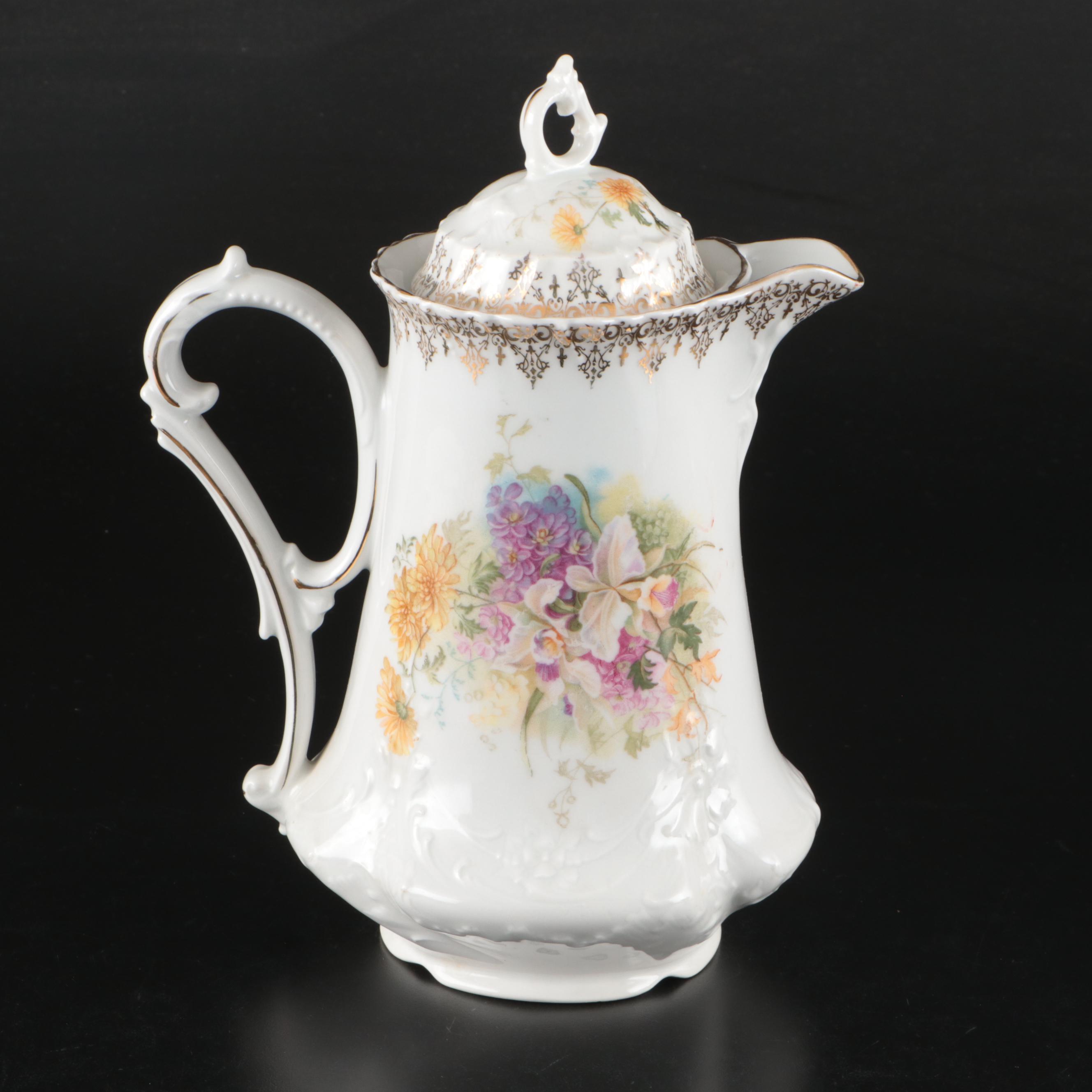 Carl Tisch Altwasser Victorian Style Coffee Pot and Bowls with Other Décor