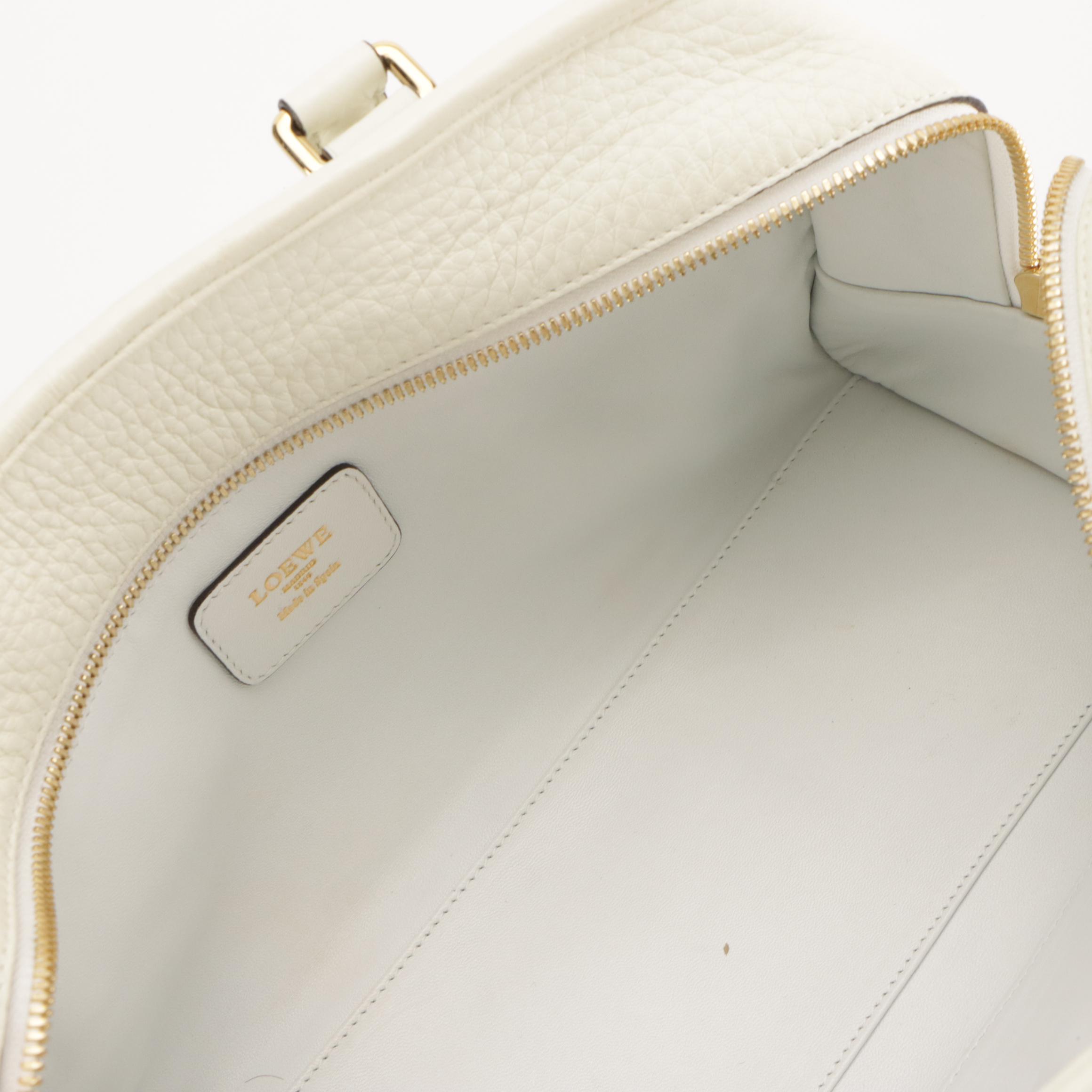Loewe Anagram Amazona Handbag in White Grain Leather