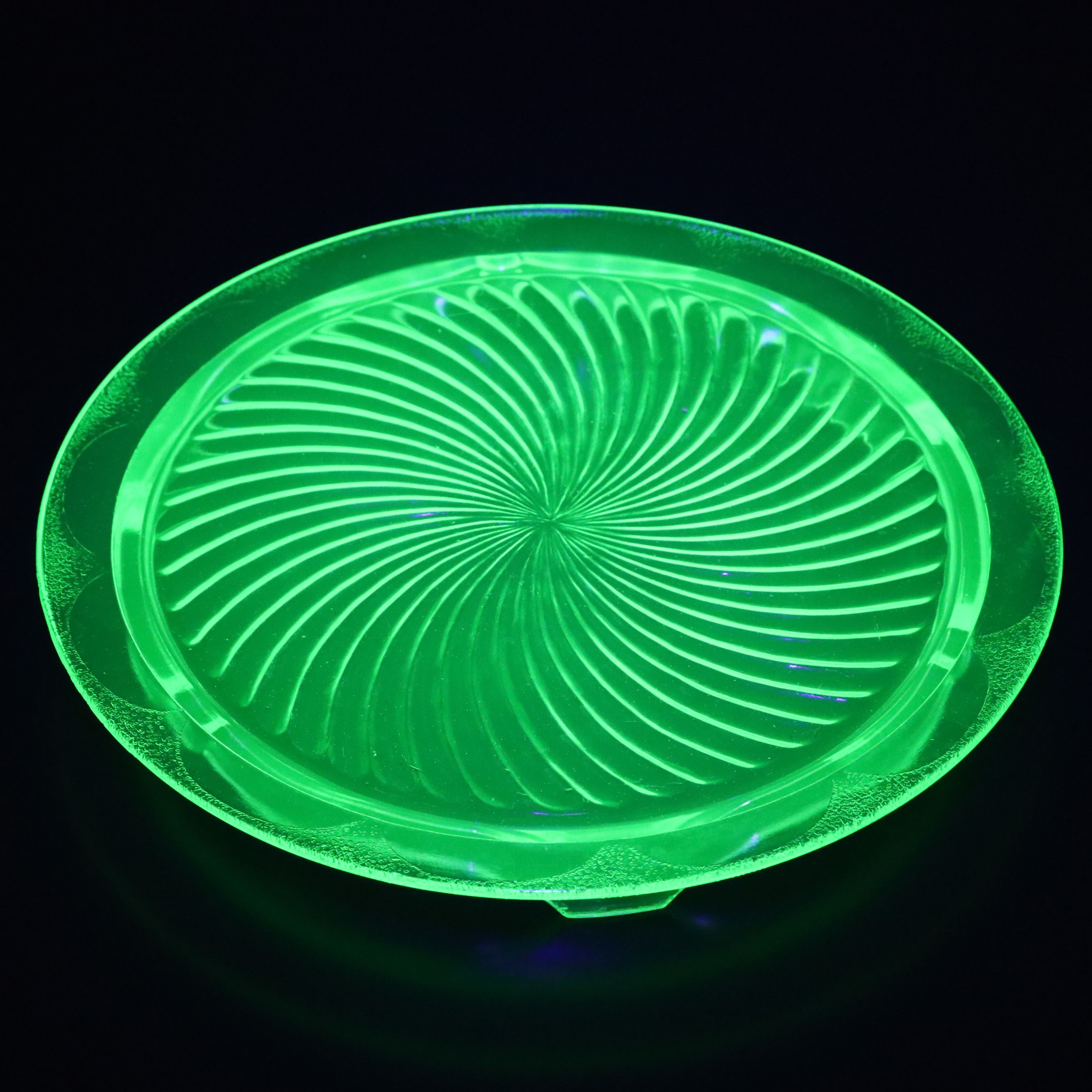 Uranium Glass Trays and Wine Glasses with Other Depression Glass Bowls