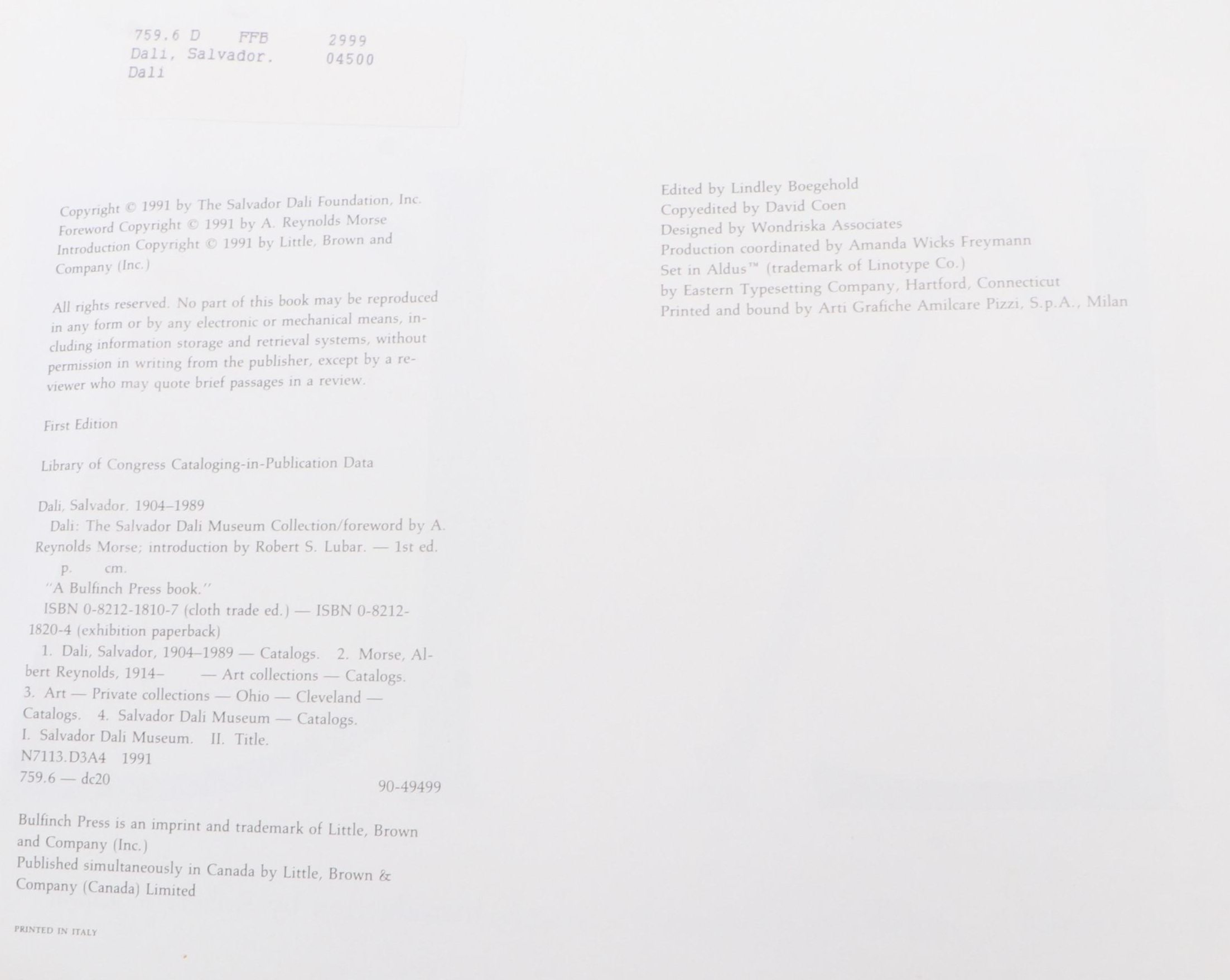 First Edition "Dalí: The Museum Collection" Introduced by Robert S. Lubar, 1991