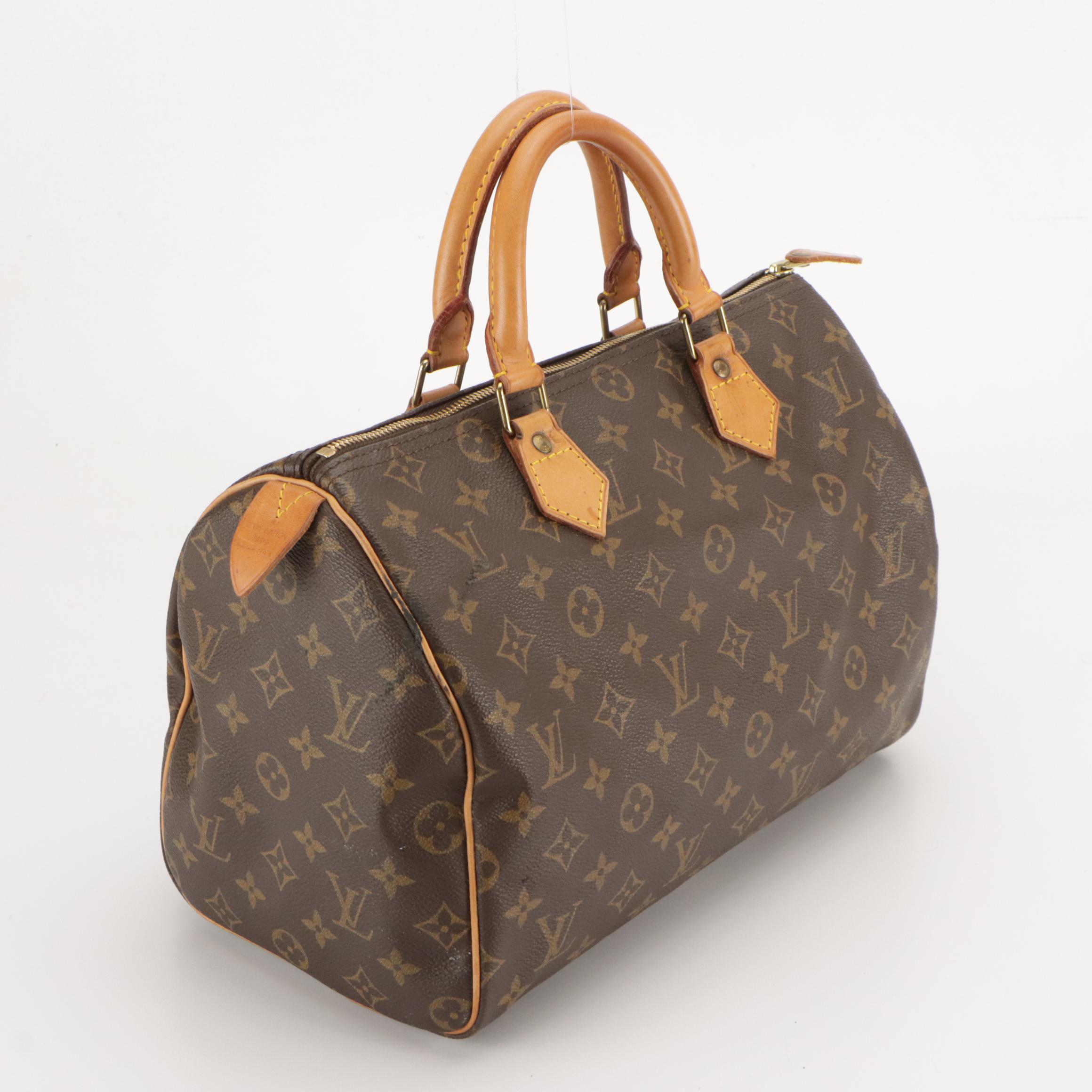 Louis Vuitton Speedy 30 Handbag in Monogram Canvas and Leather Trim