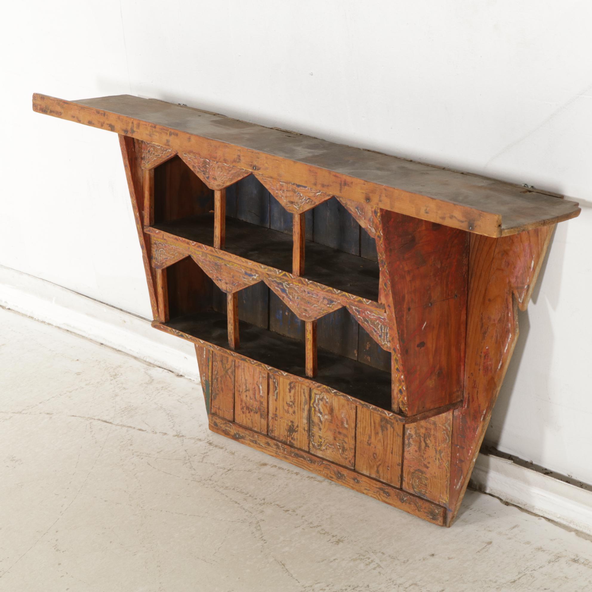 Moroccan Hand Painted Wall Shelf, Early to Mid-20th Century