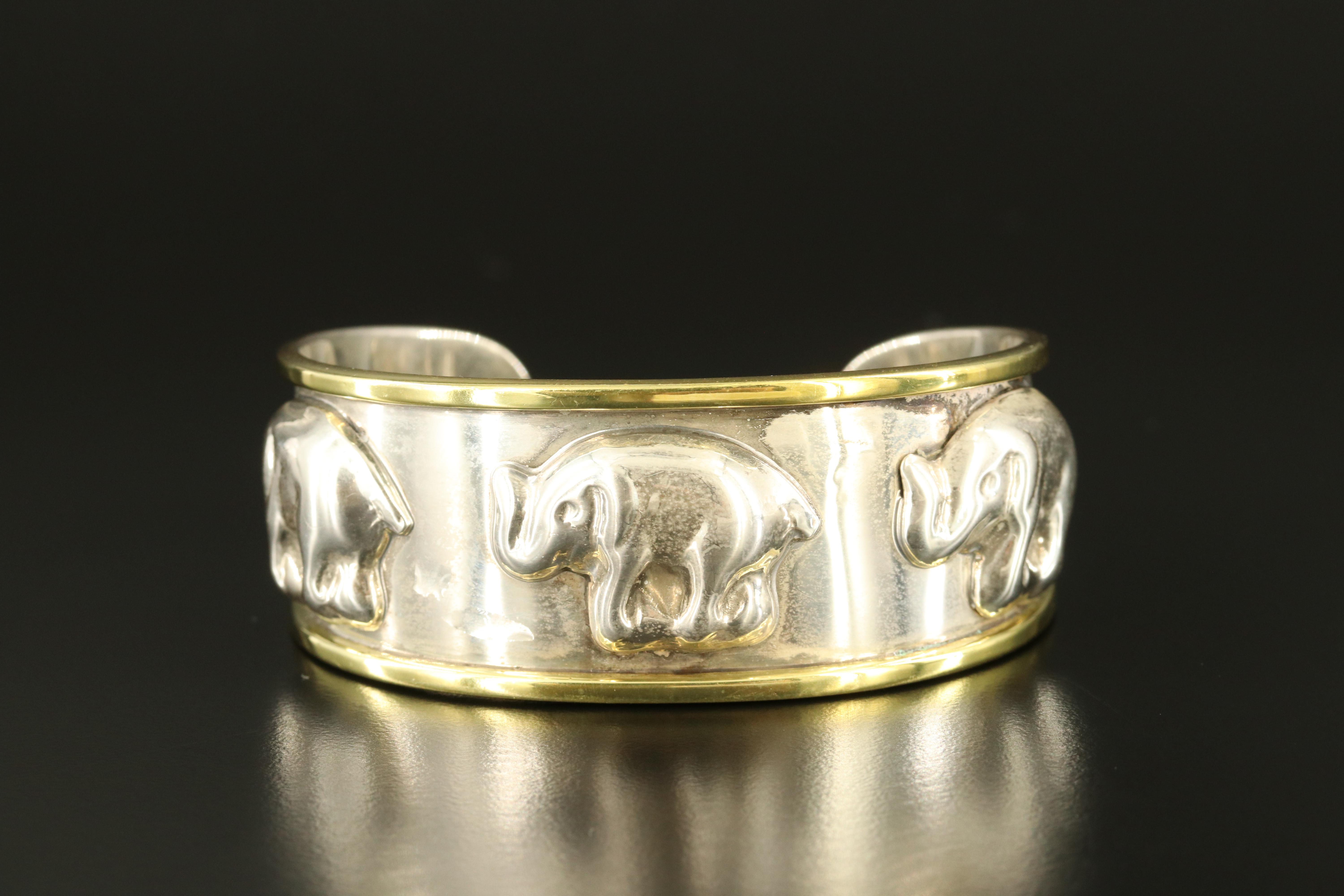 Mexican Sterling Elephant Cuff