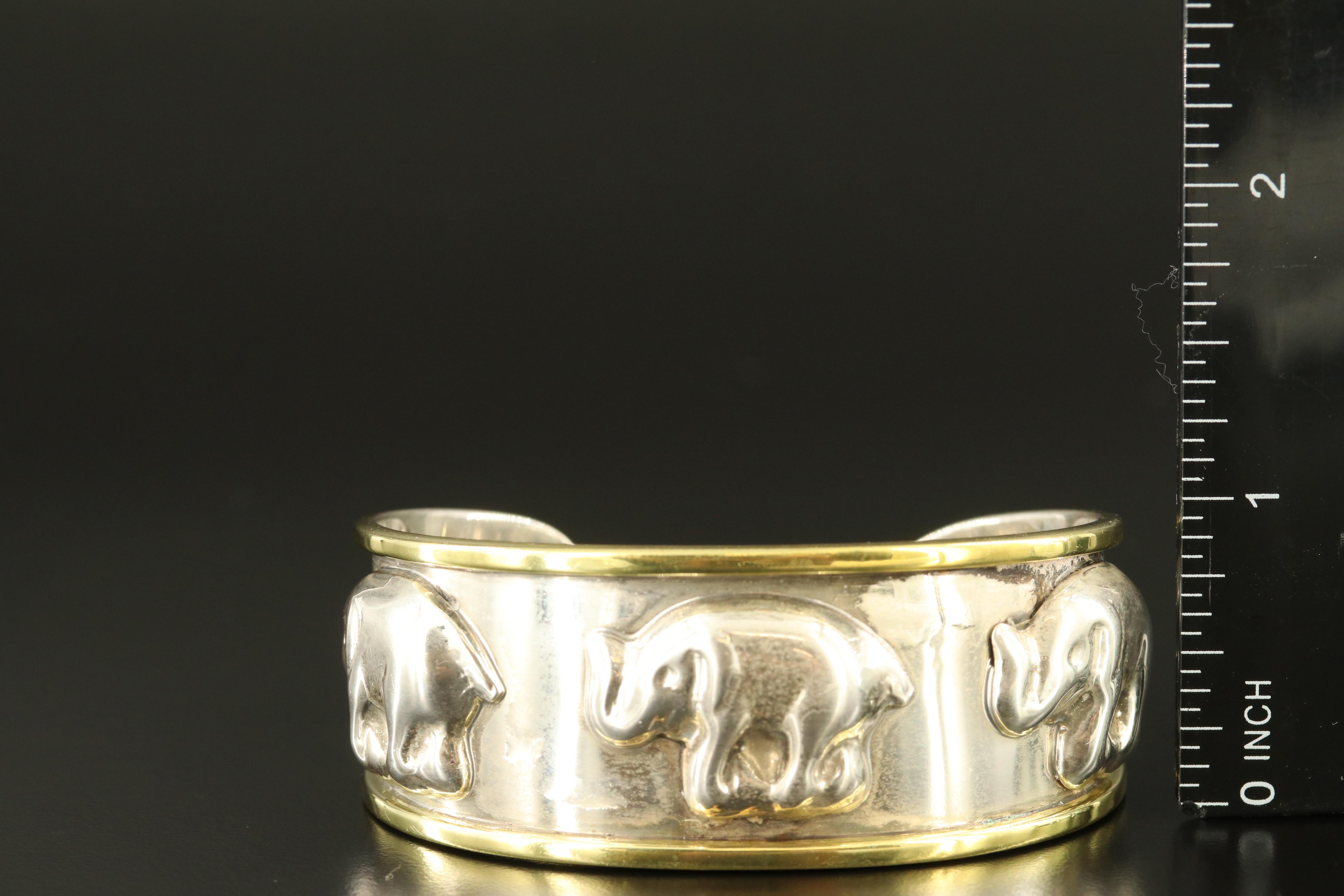Mexican Sterling Elephant Cuff