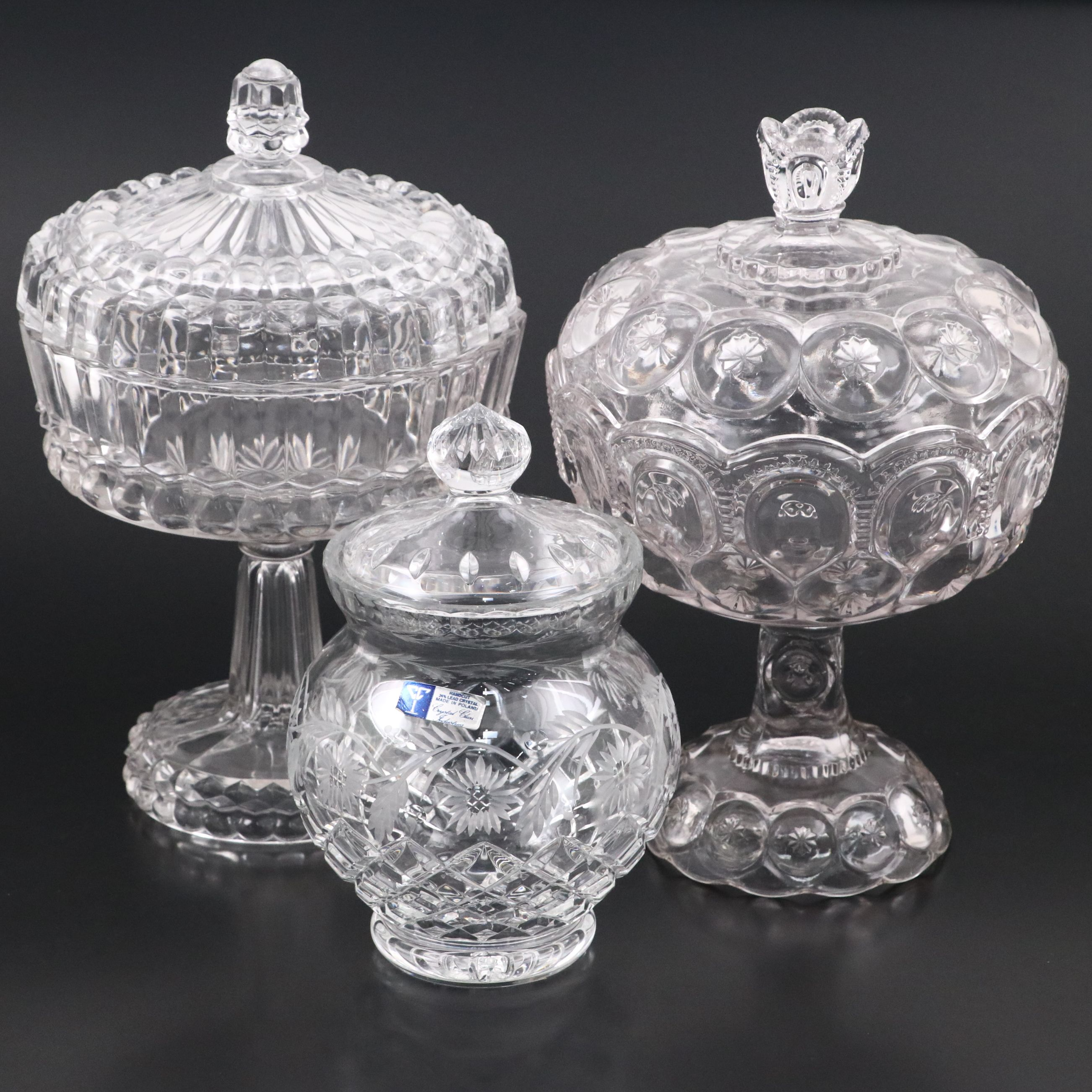 Bryce Bros. EAPG "Pittsburg" with "Moon & Stars" Covered Compote and Other Jar